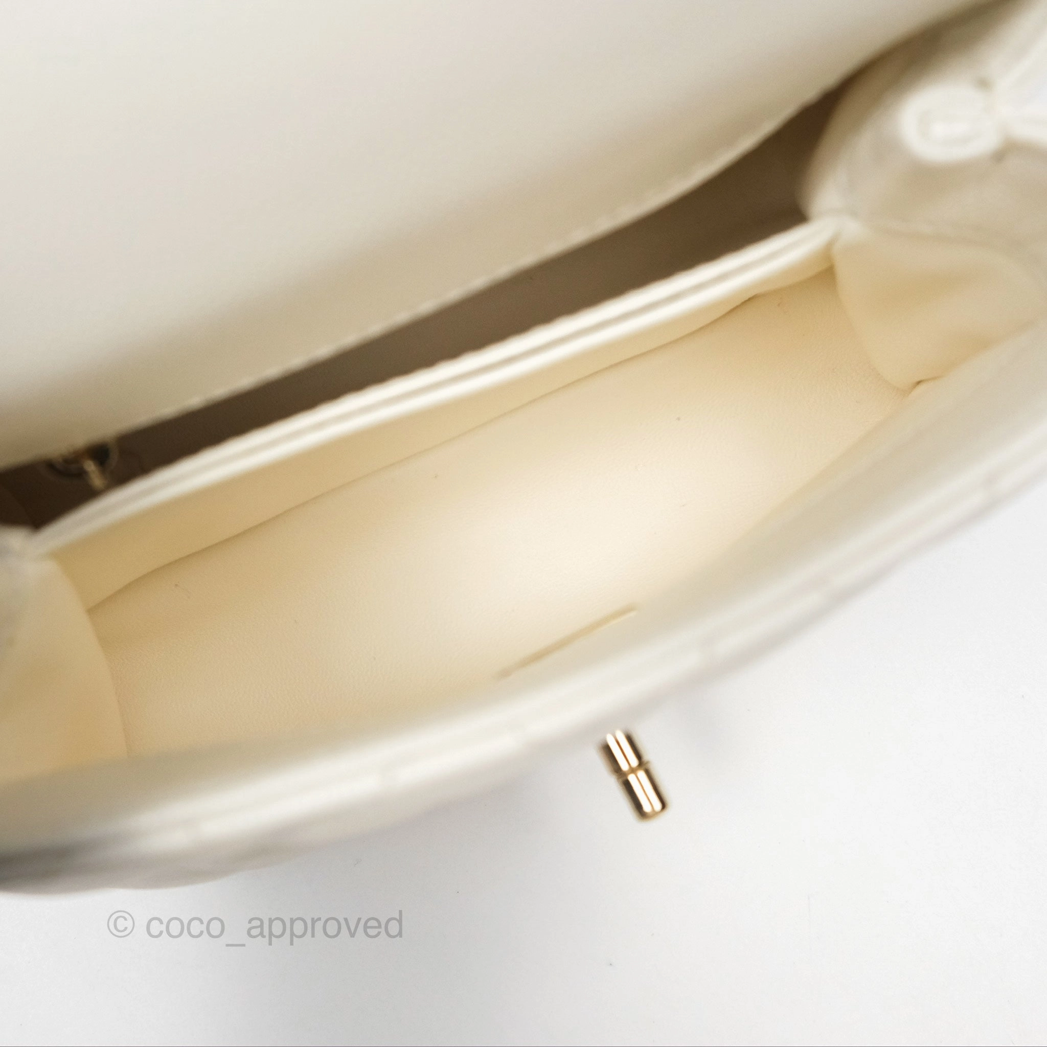 Chanel Mini Coco Handle White Caviar Gold Hardware
