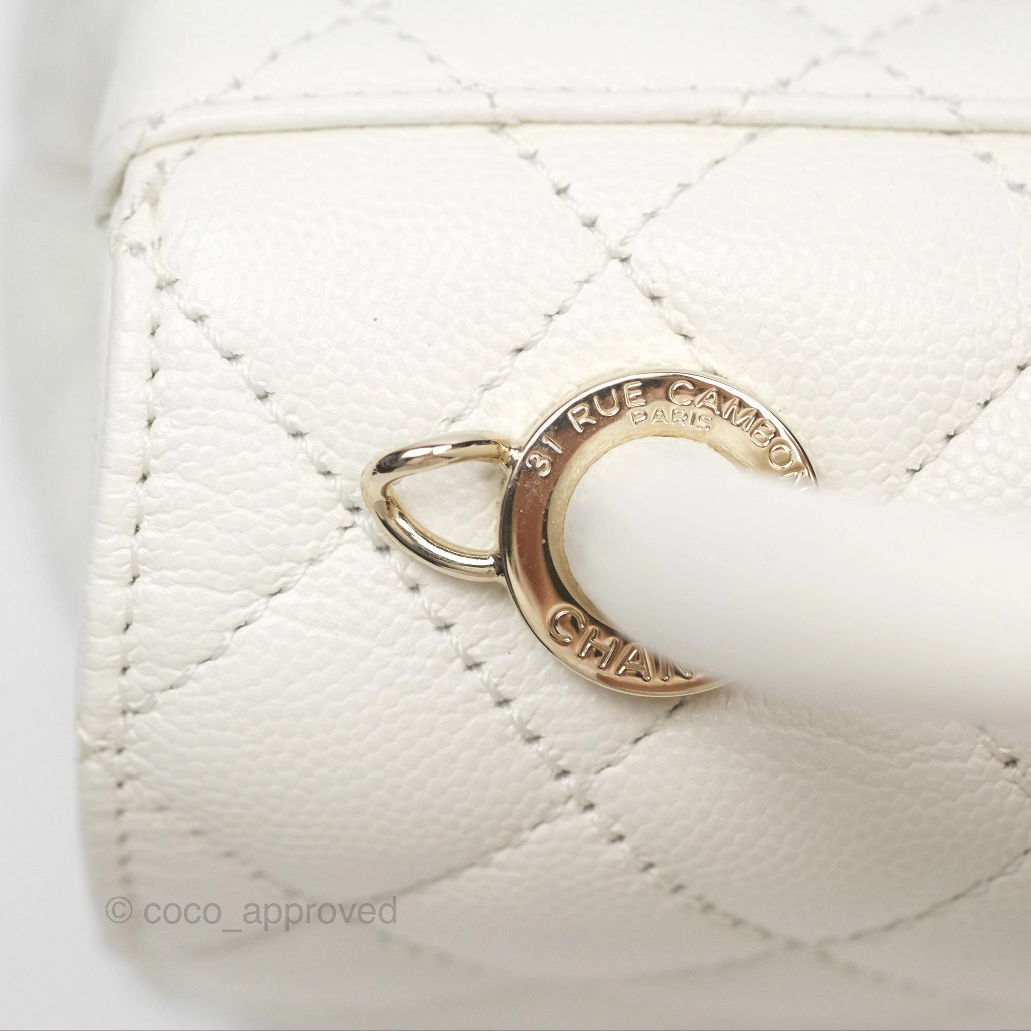 Chanel Mini Coco Handle White Caviar Gold Hardware