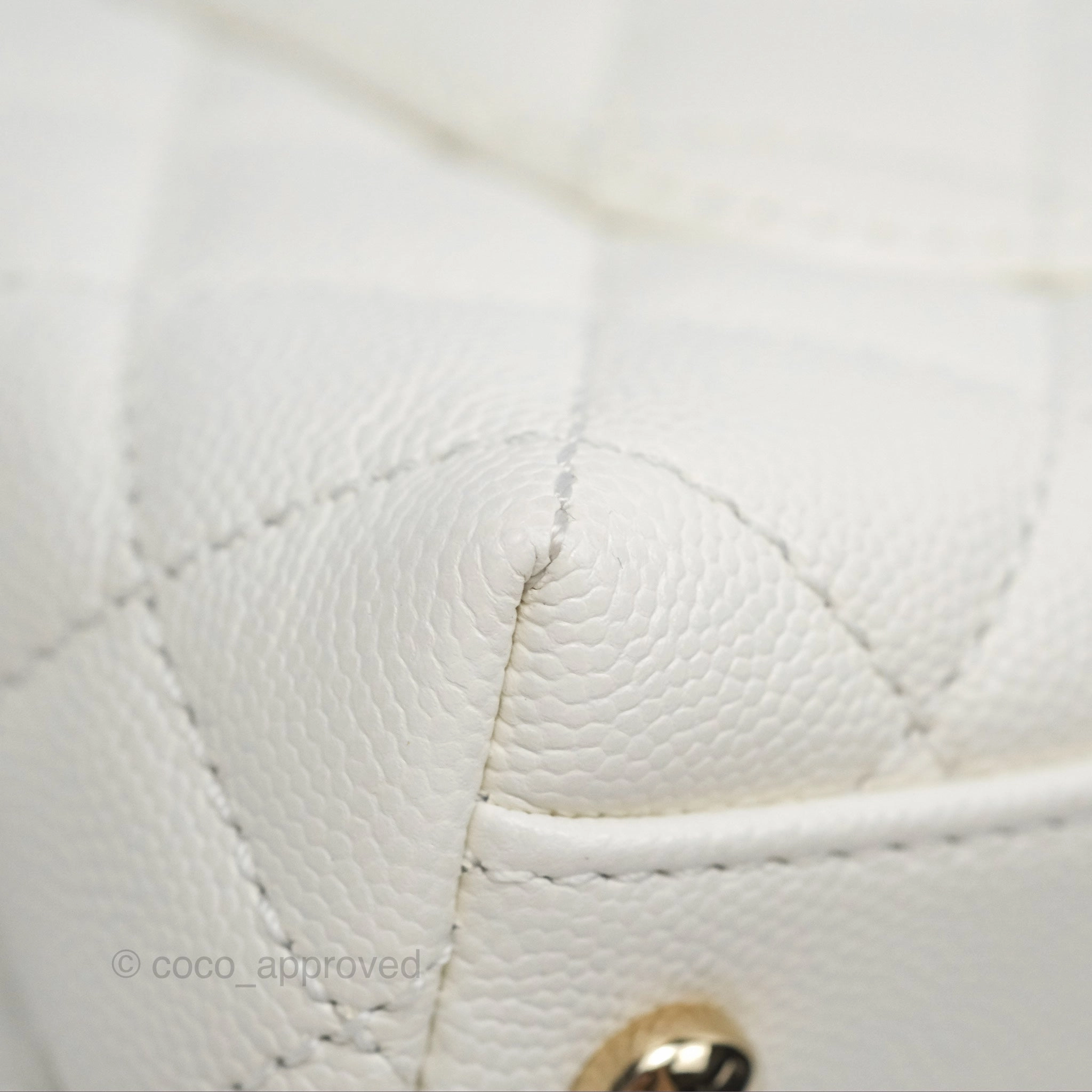 Chanel Mini Coco Handle White Caviar Gold Hardware