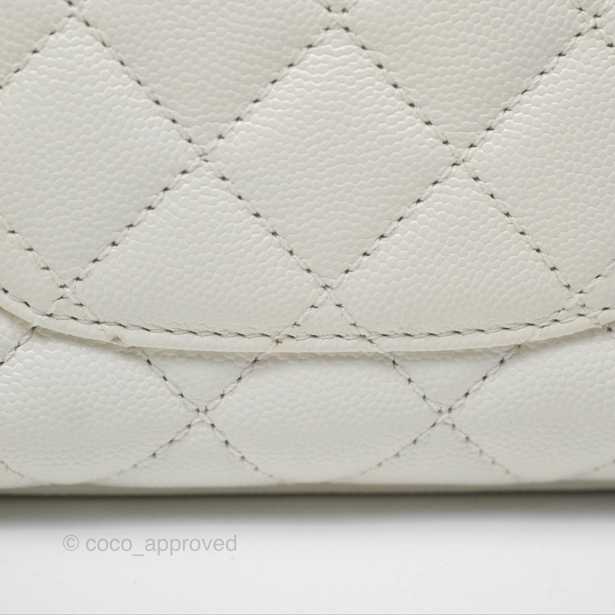 Chanel Mini Coco Handle White Caviar Gold Hardware