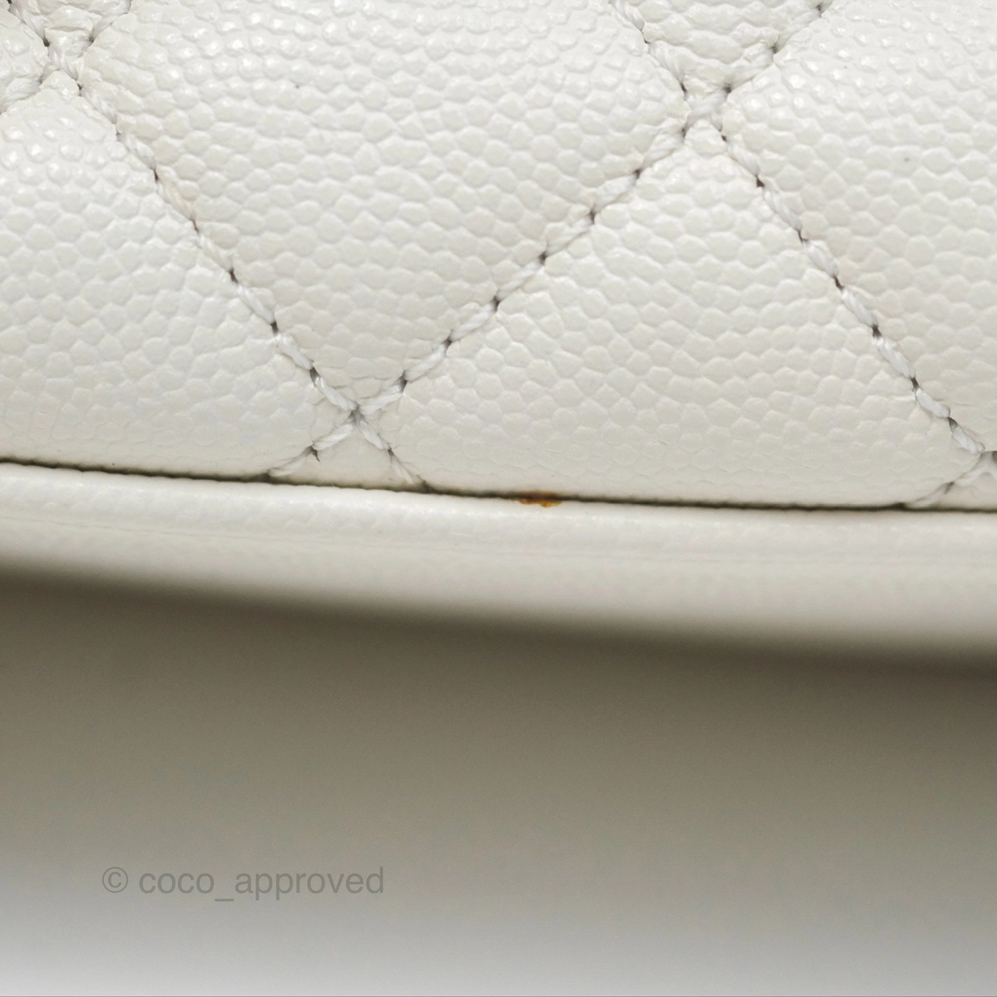 Chanel Mini Coco Handle White Caviar Gold Hardware