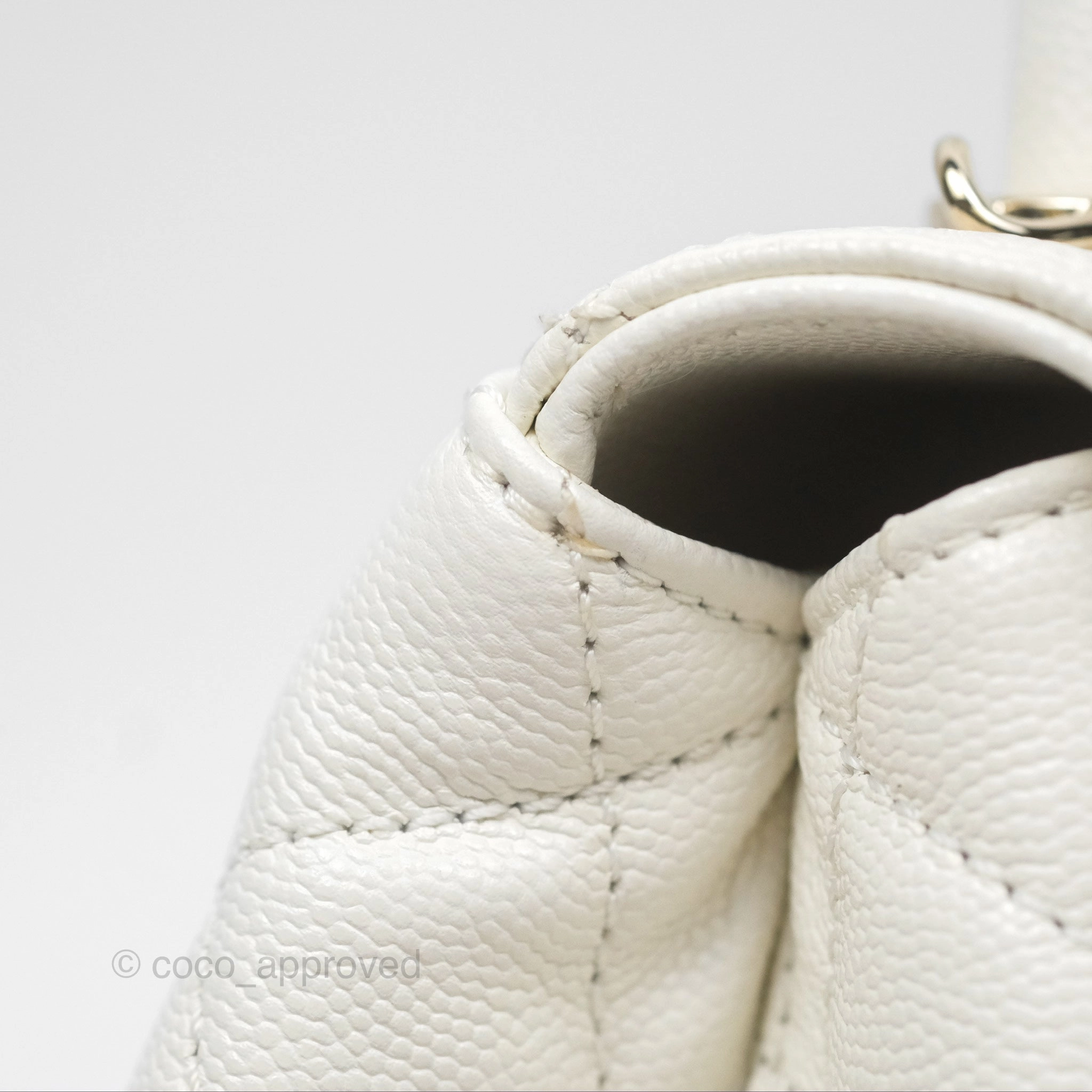 Chanel Mini Coco Handle White Caviar Gold Hardware