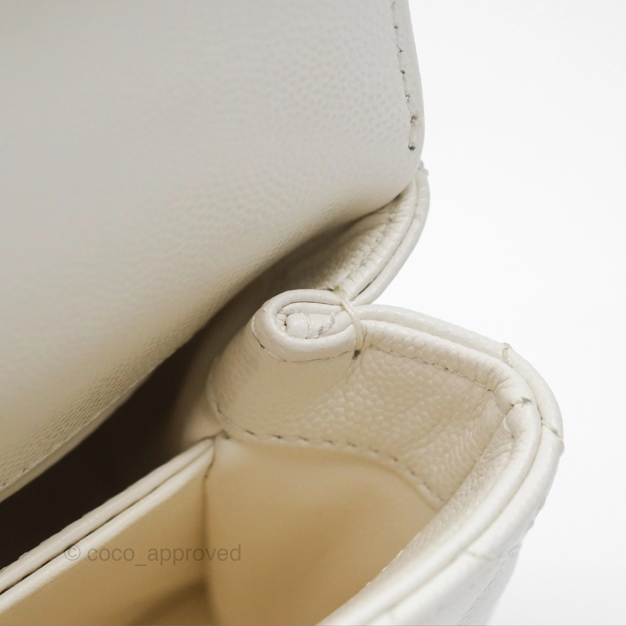 Chanel Mini Coco Handle White Caviar Gold Hardware