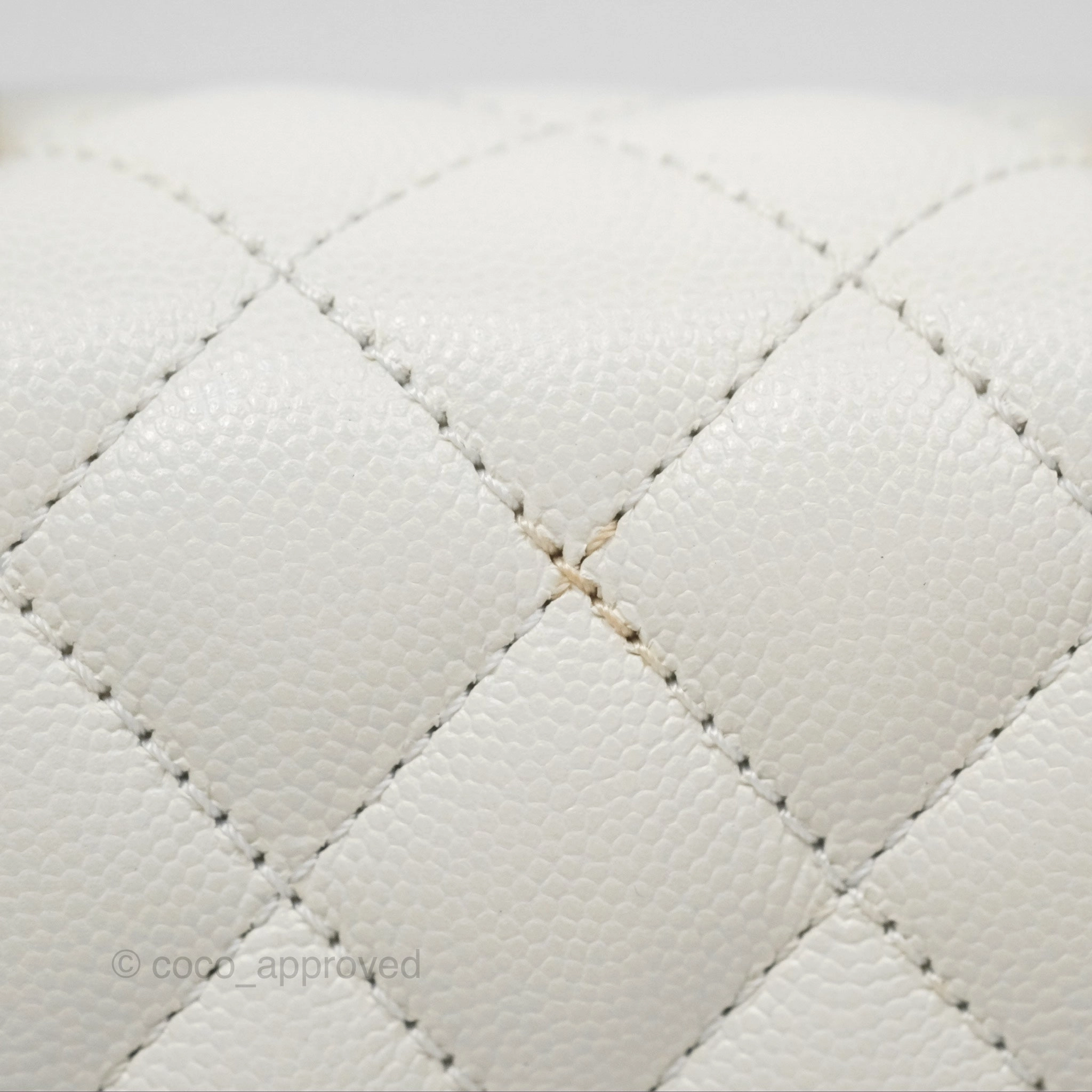 Chanel Mini Coco Handle White Caviar Gold Hardware
