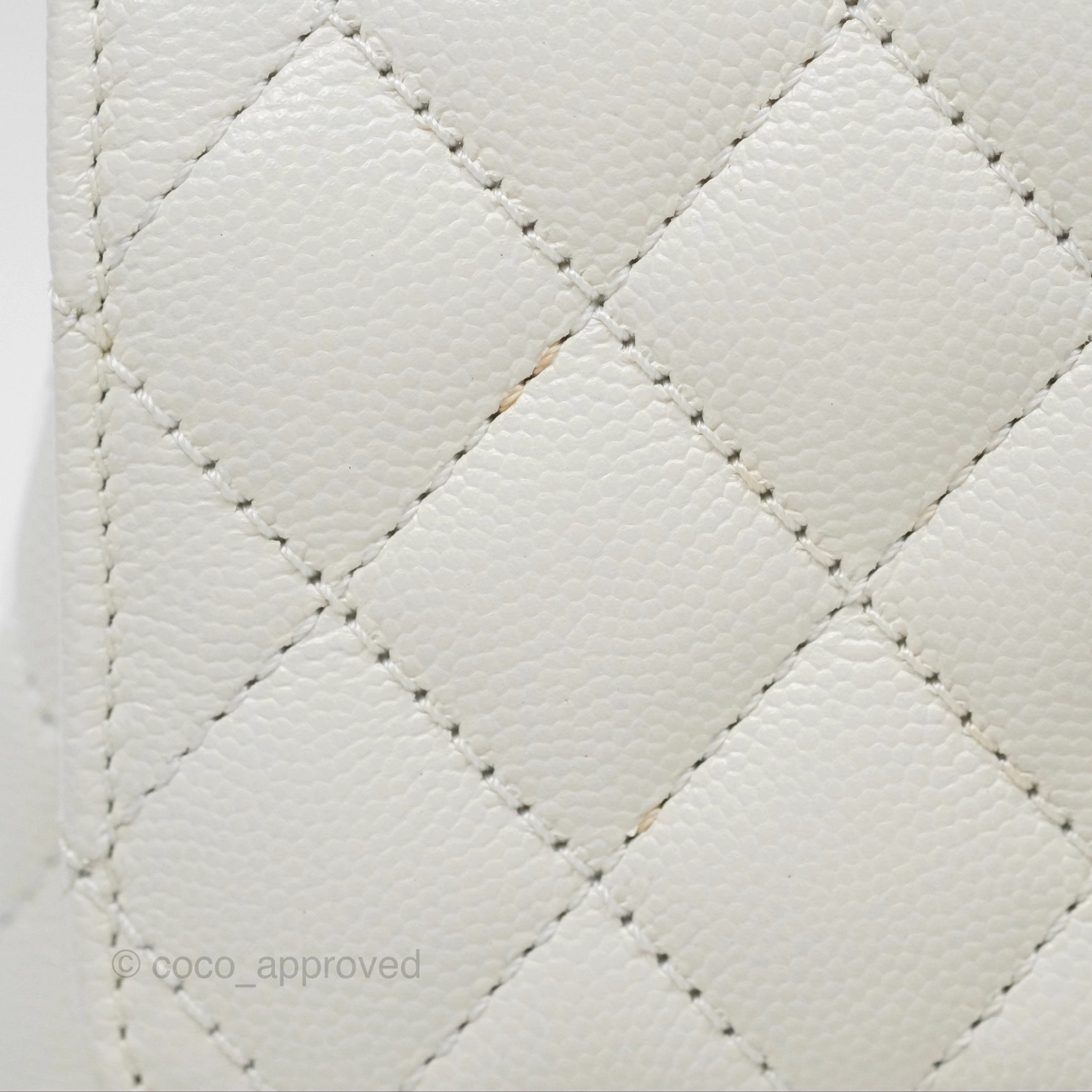 Chanel Mini Coco Handle White Caviar Gold Hardware