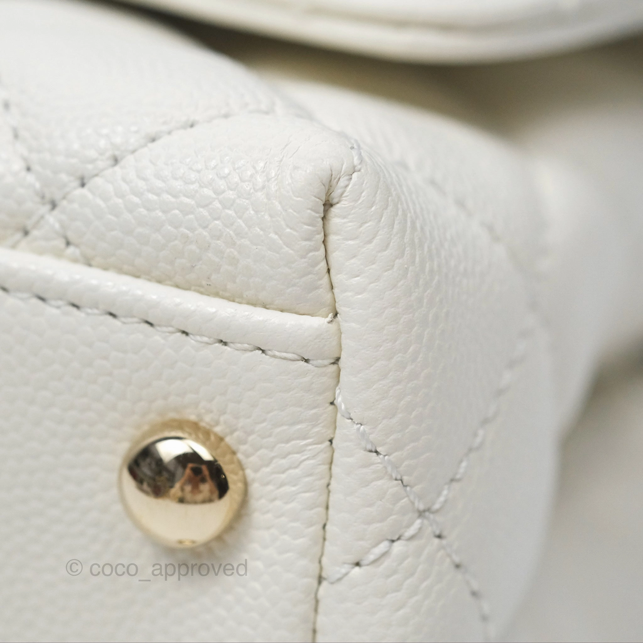 Chanel Mini Coco Handle White Caviar Gold Hardware
