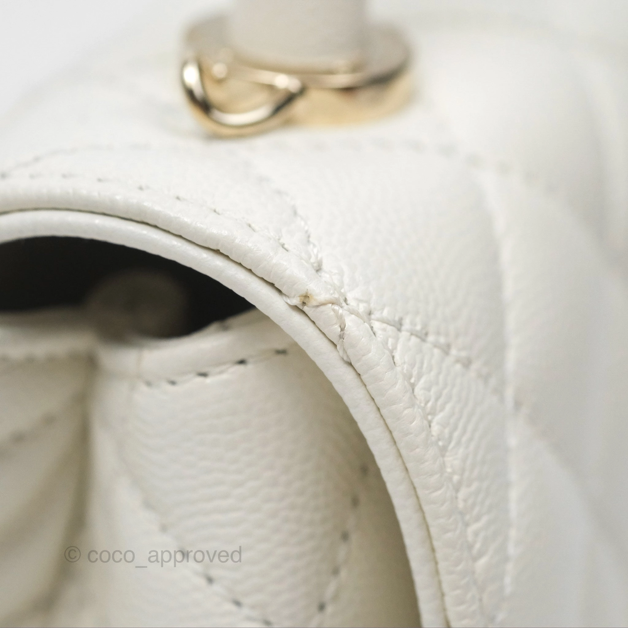 Chanel Mini Coco Handle White Caviar Gold Hardware