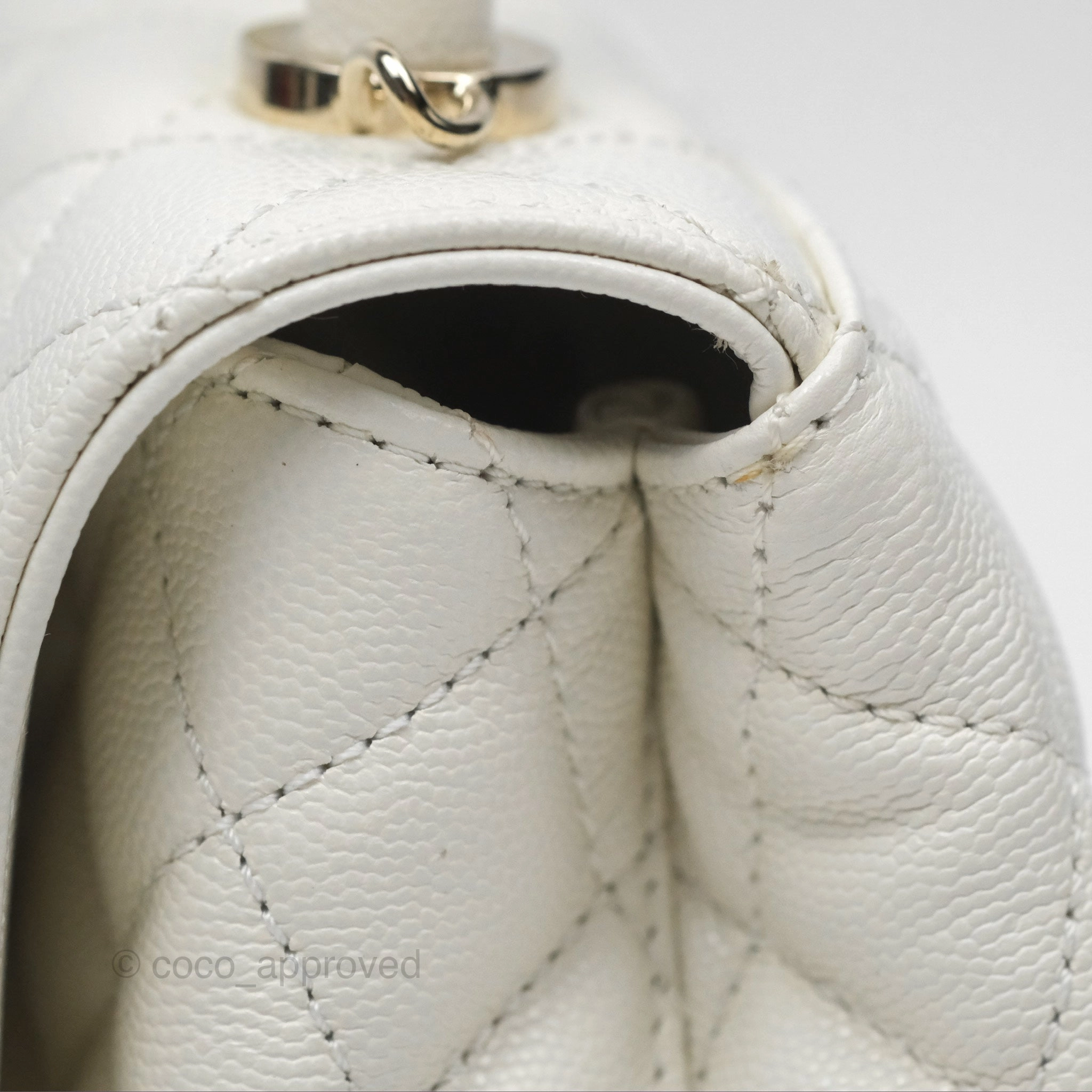 Chanel Mini Coco Handle White Caviar Gold Hardware