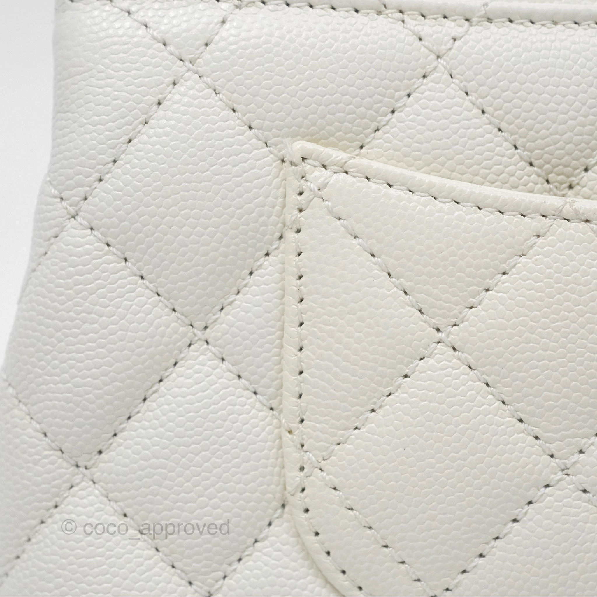 Chanel Mini Coco Handle White Caviar Gold Hardware