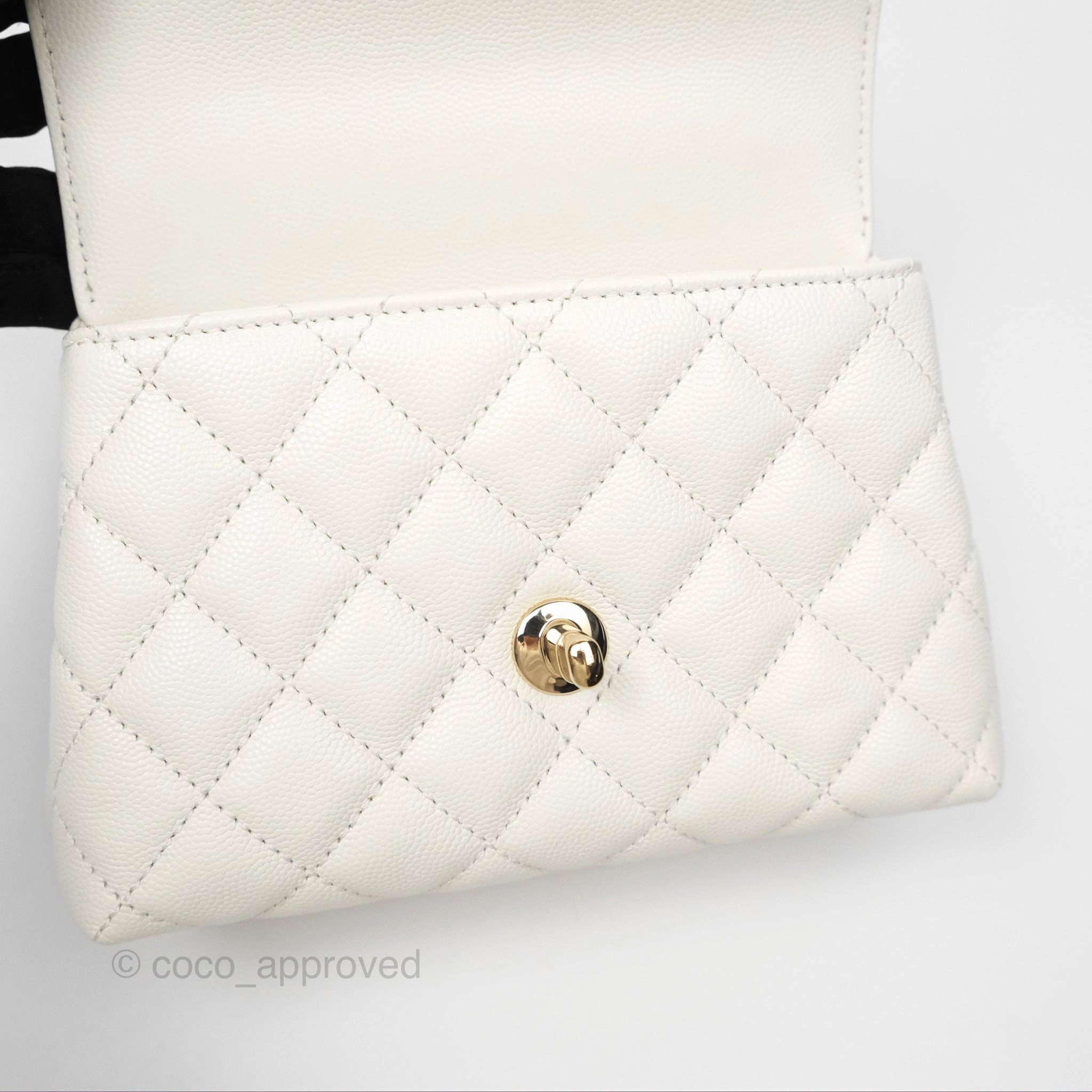 Chanel Mini Coco Handle White Caviar Gold Hardware