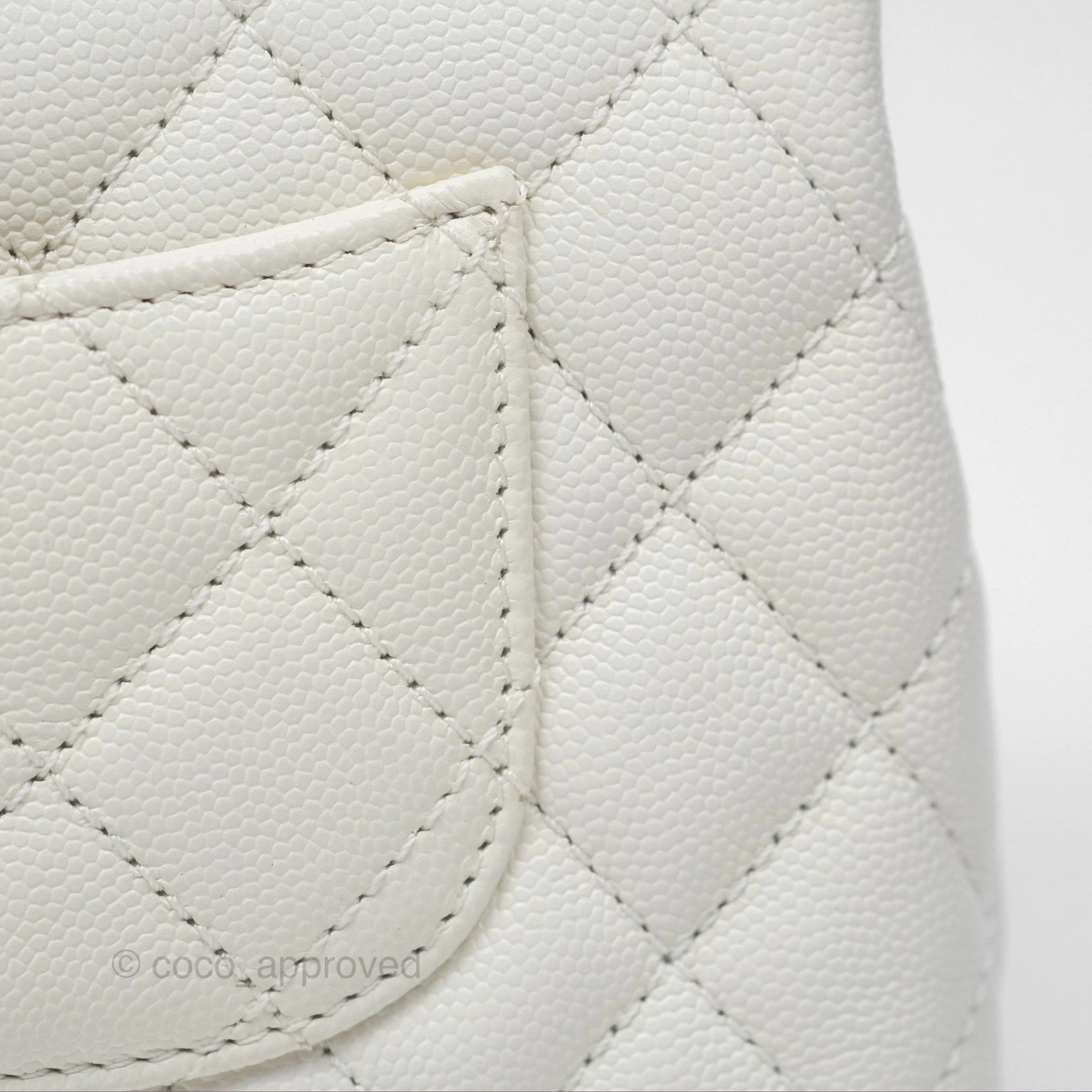 Chanel Mini Coco Handle White Caviar Gold Hardware