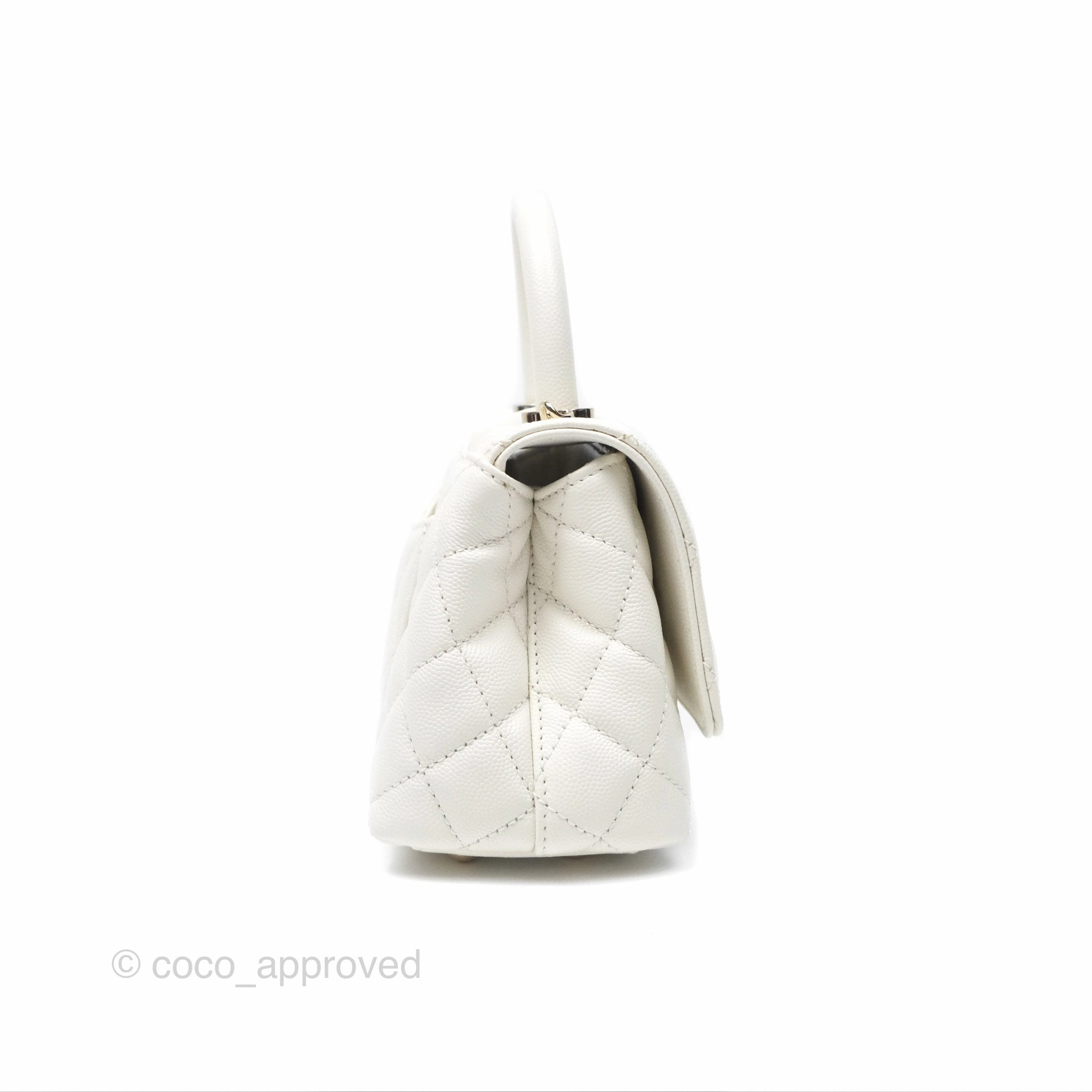 Chanel Mini Coco Handle White Caviar Gold Hardware
