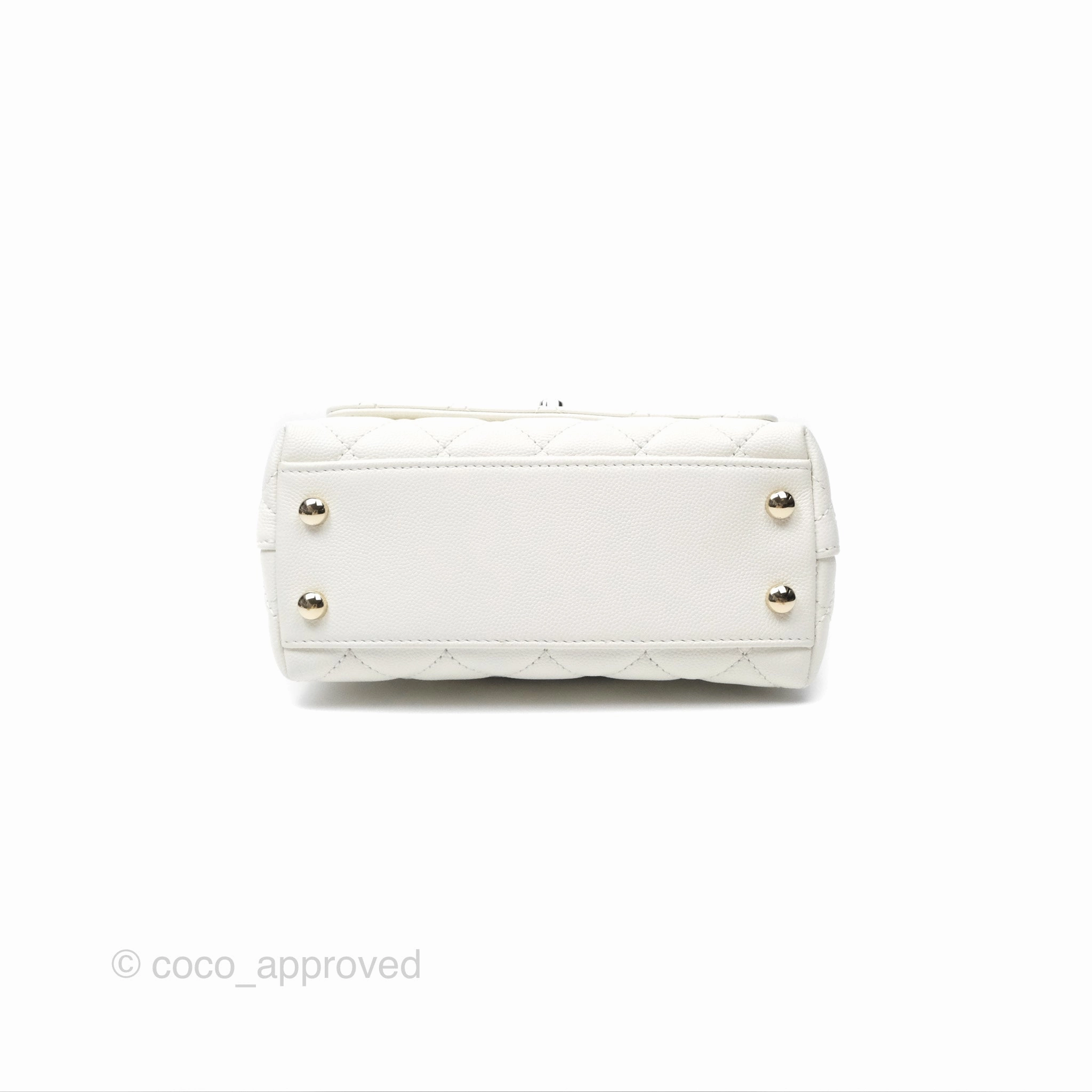 Chanel Mini Coco Handle White Caviar Gold Hardware