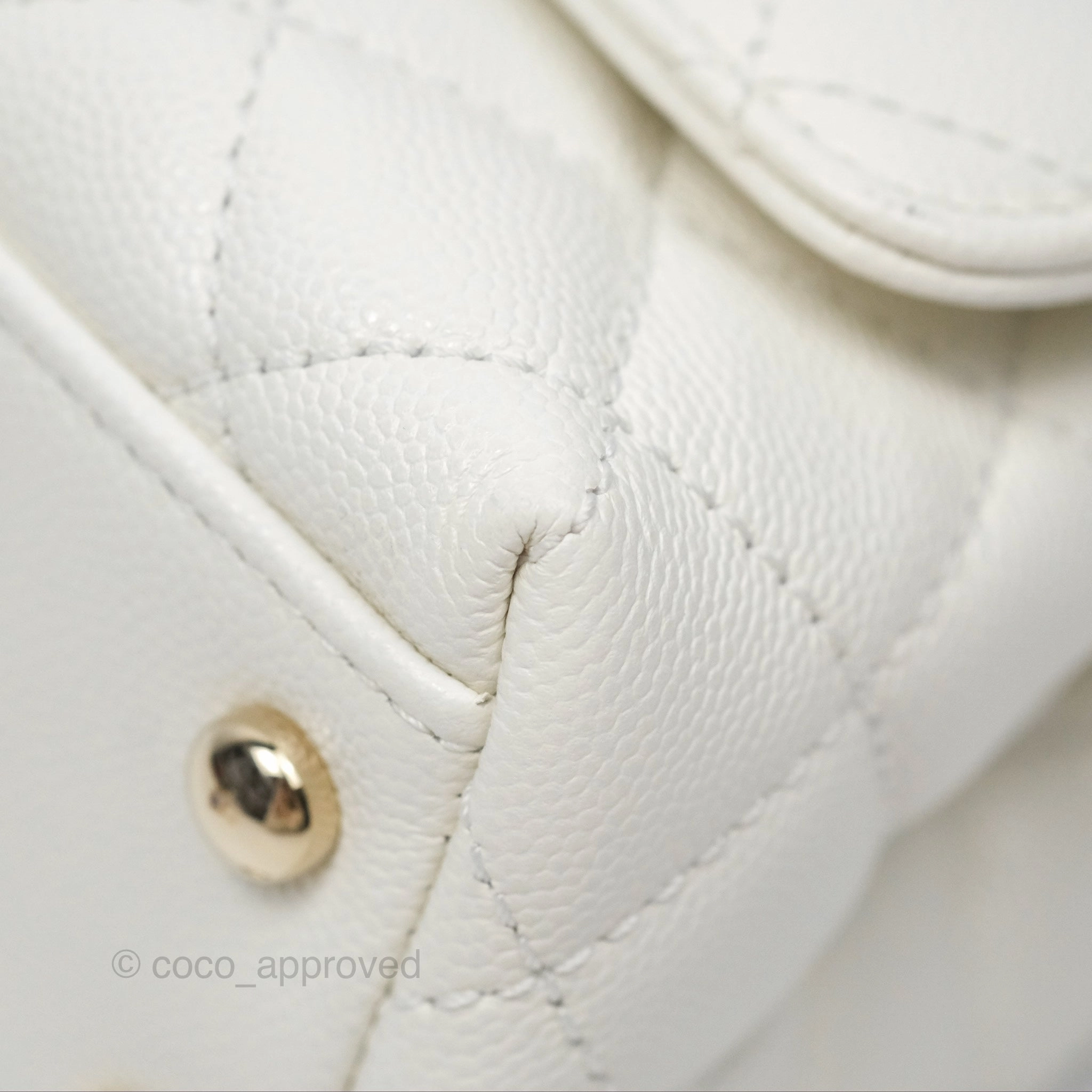Chanel Mini Coco Handle White Caviar Gold Hardware