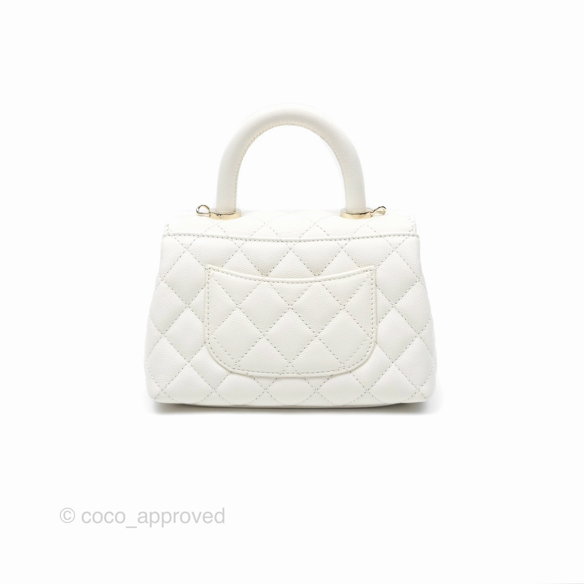 Chanel Mini Coco Handle White Caviar Gold Hardware
