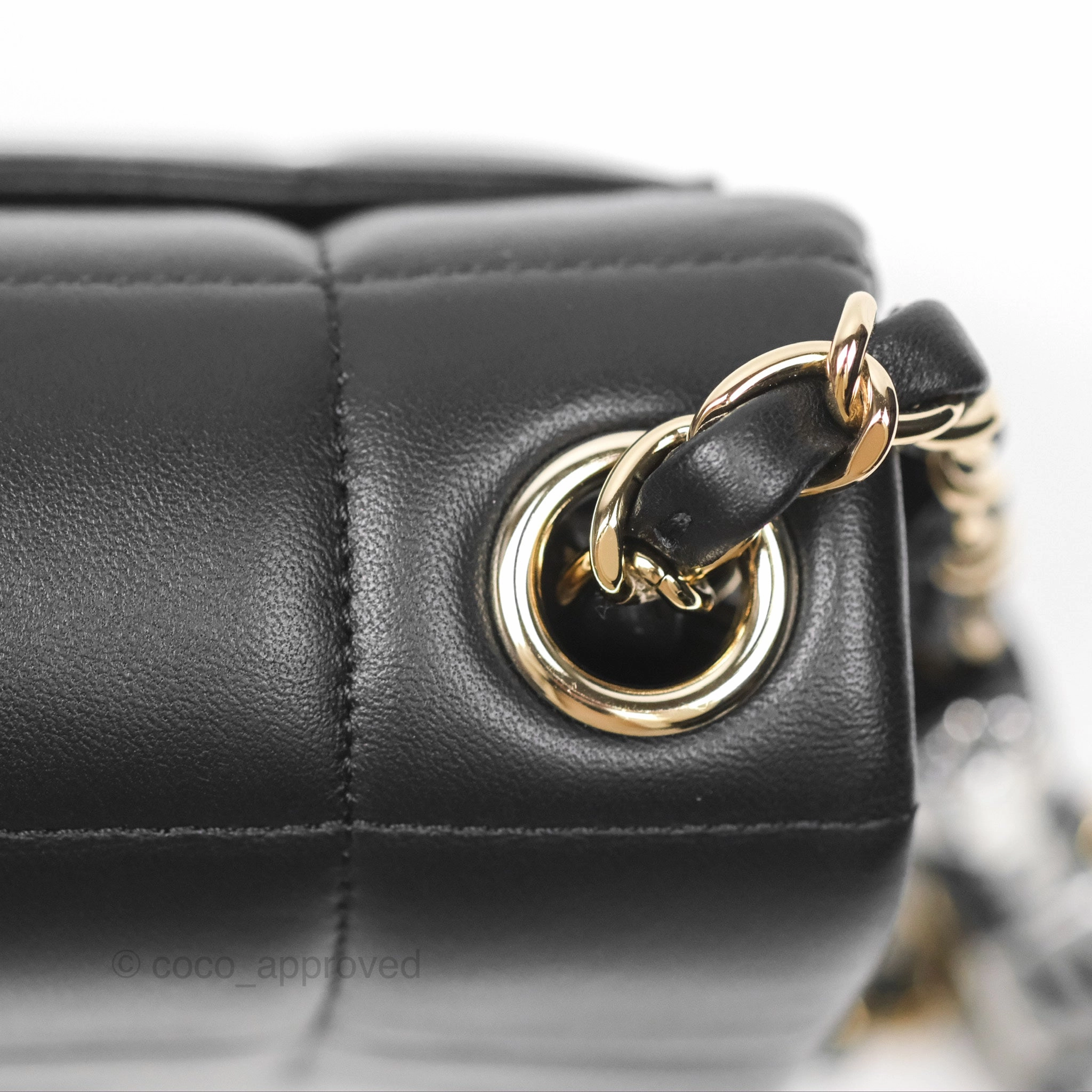 Chanel Mini Monacoco Flap With Dice Logo Chain Lambskin Black Gold Hardware 23C