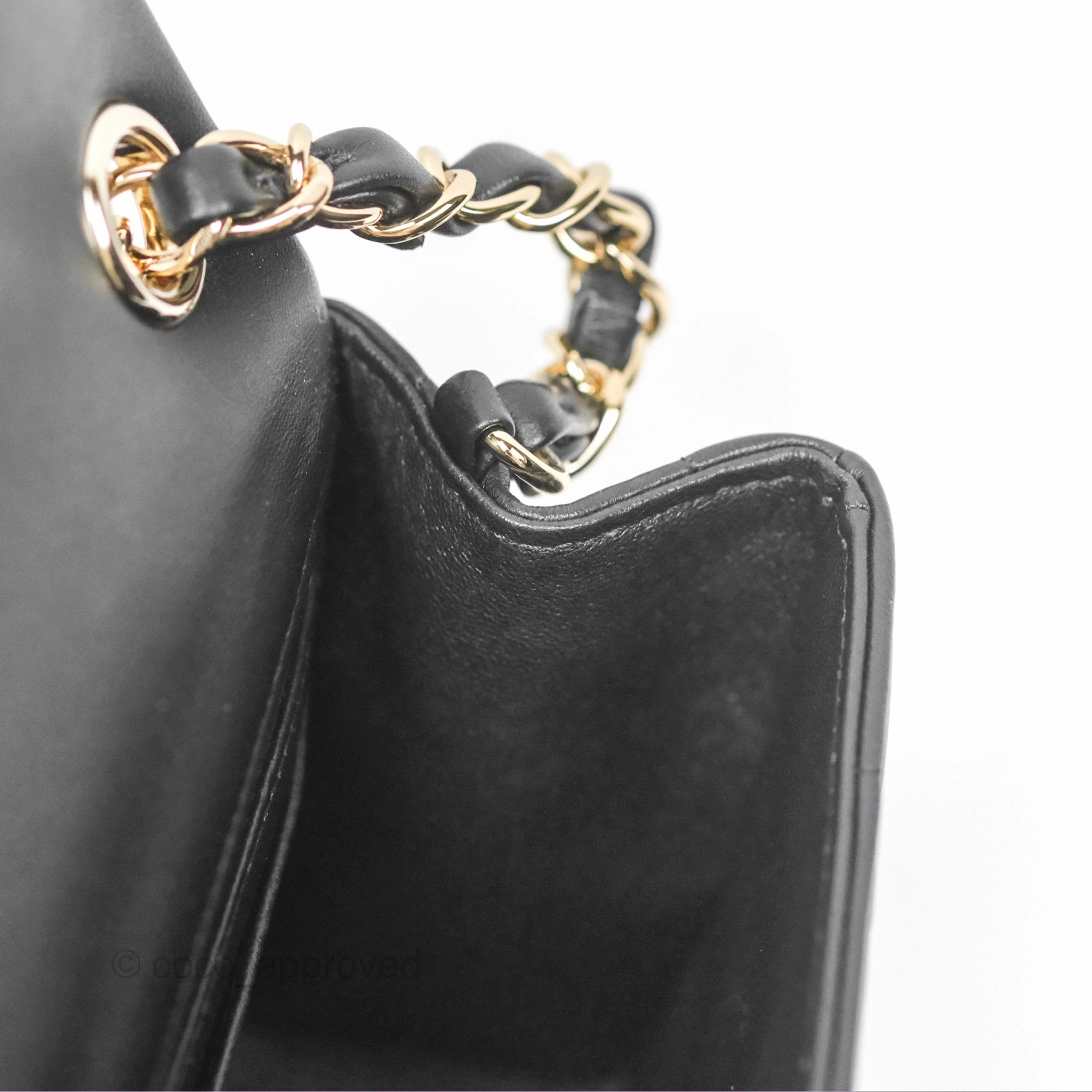 Chanel Mini Monacoco Flap With Dice Logo Chain Lambskin Black Gold Hardware 23C