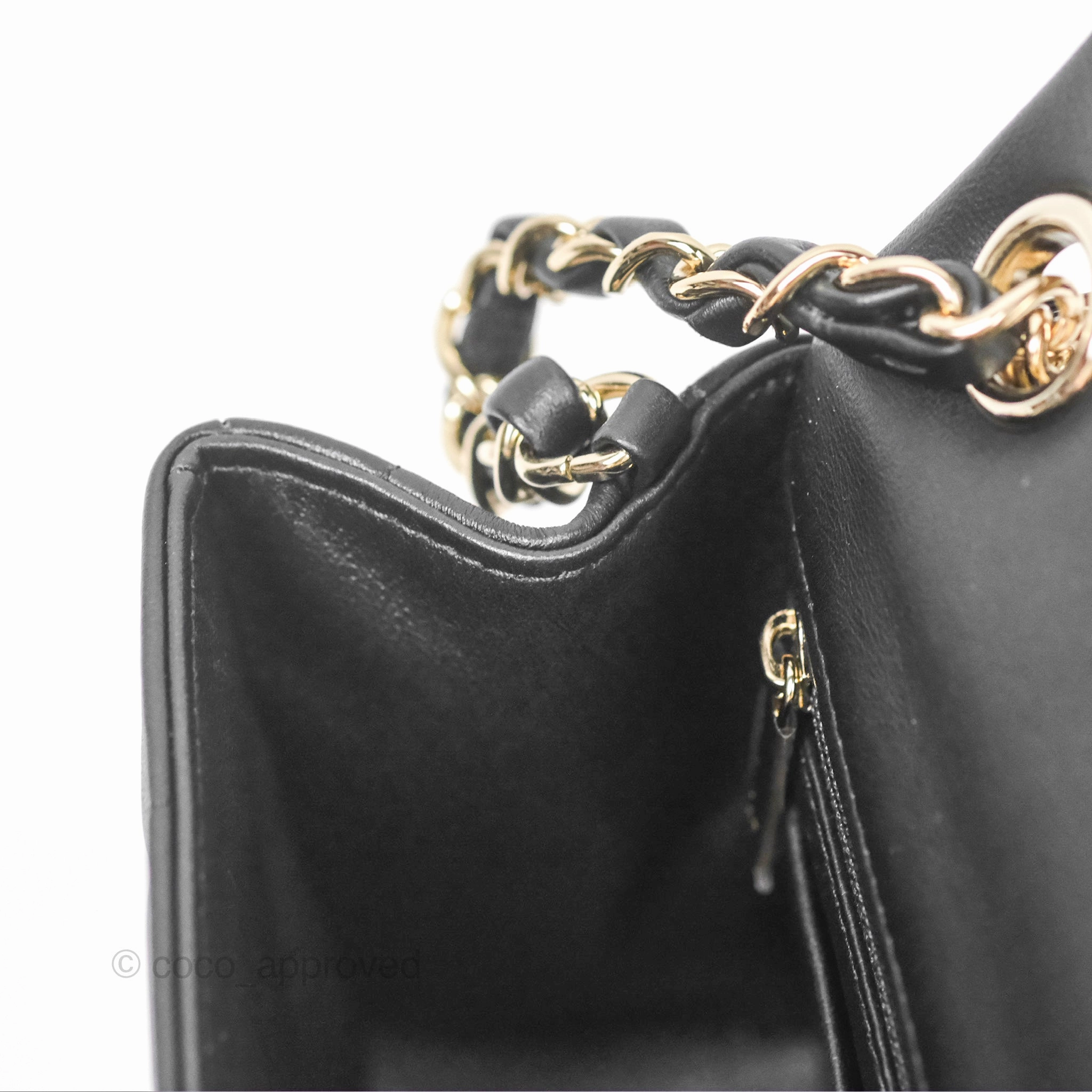 Chanel Mini Monacoco Flap With Dice Logo Chain Lambskin Black Gold Hardware 23C