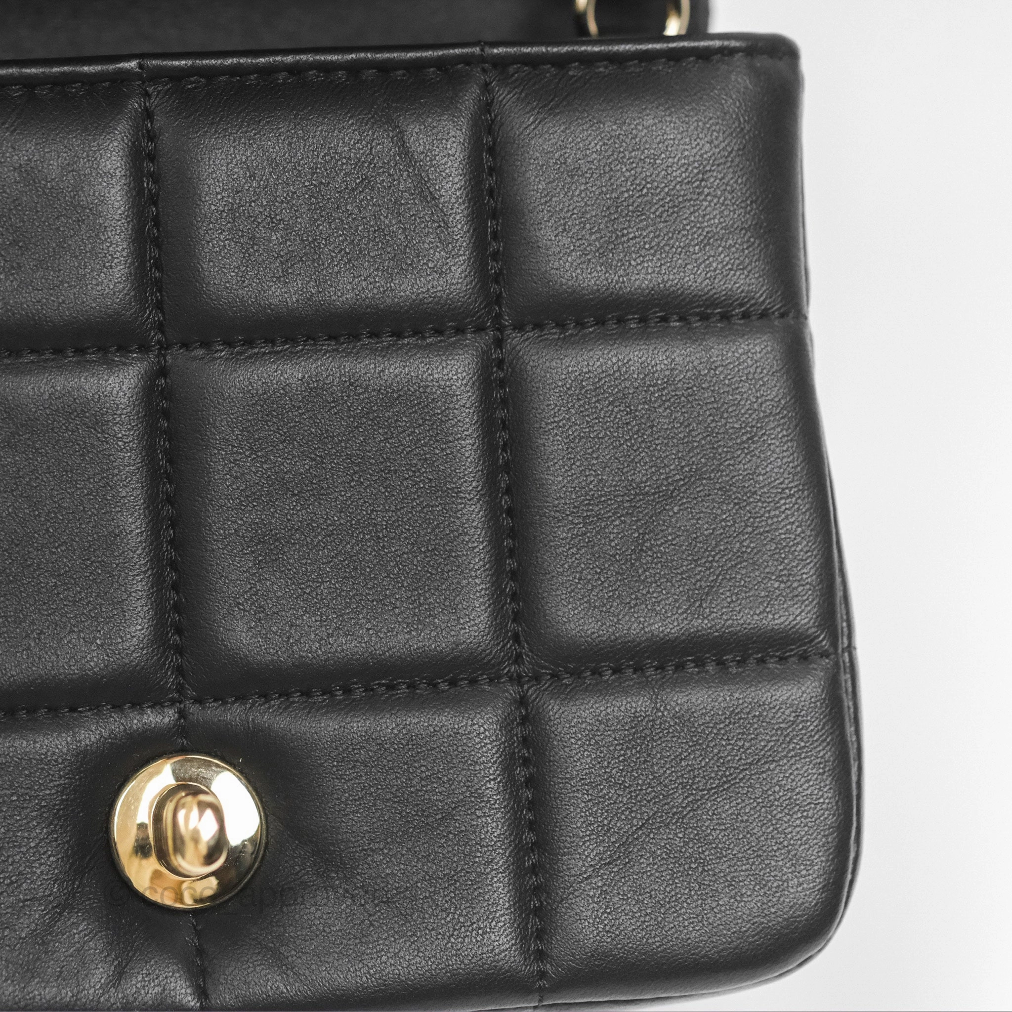 Chanel Mini Monacoco Flap With Dice Logo Chain Lambskin Black Gold Hardware 23C