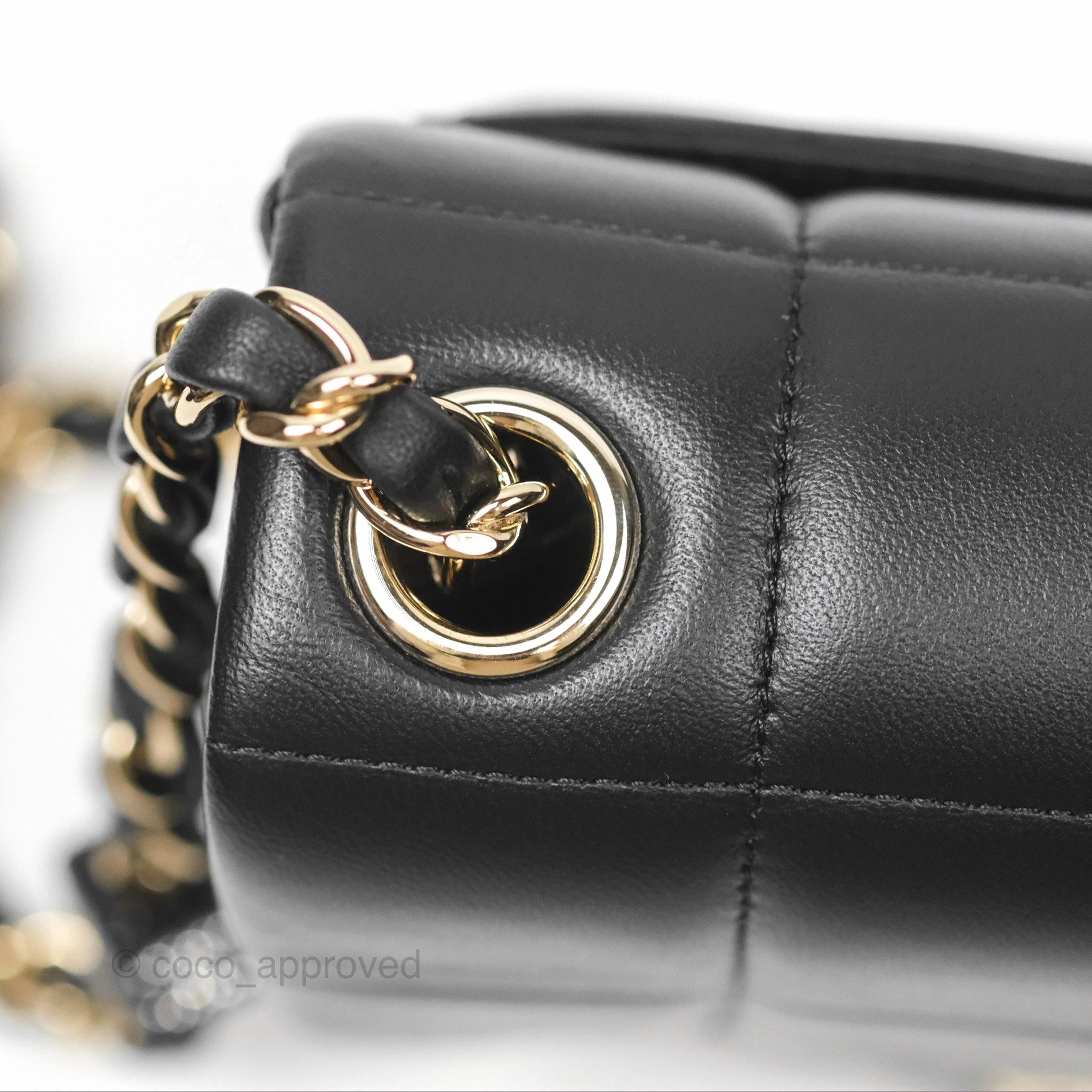 Chanel Mini Monacoco Flap With Dice Logo Chain Lambskin Black Gold Hardware 23C