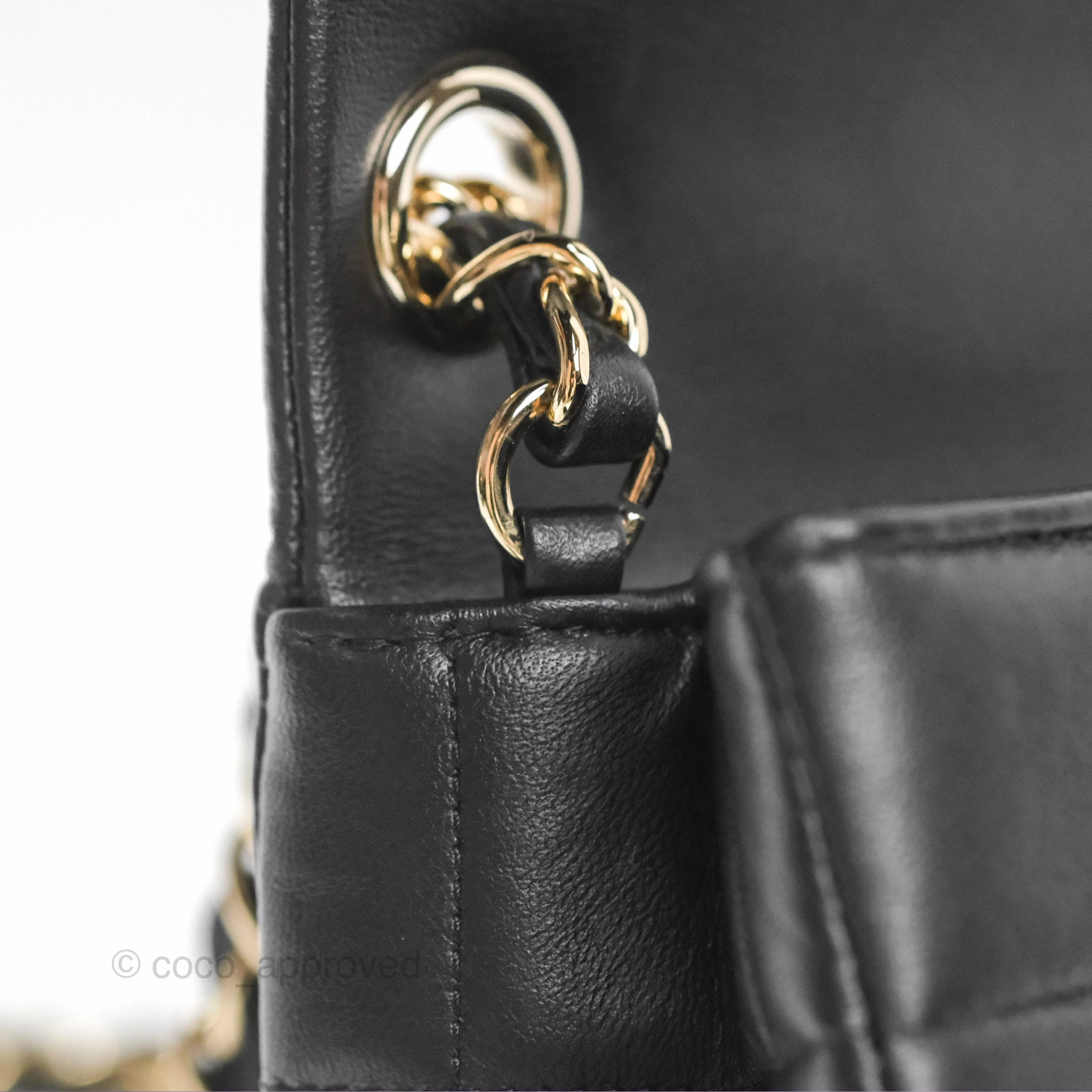 Chanel Mini Monacoco Flap With Dice Logo Chain Lambskin Black Gold Hardware 23C