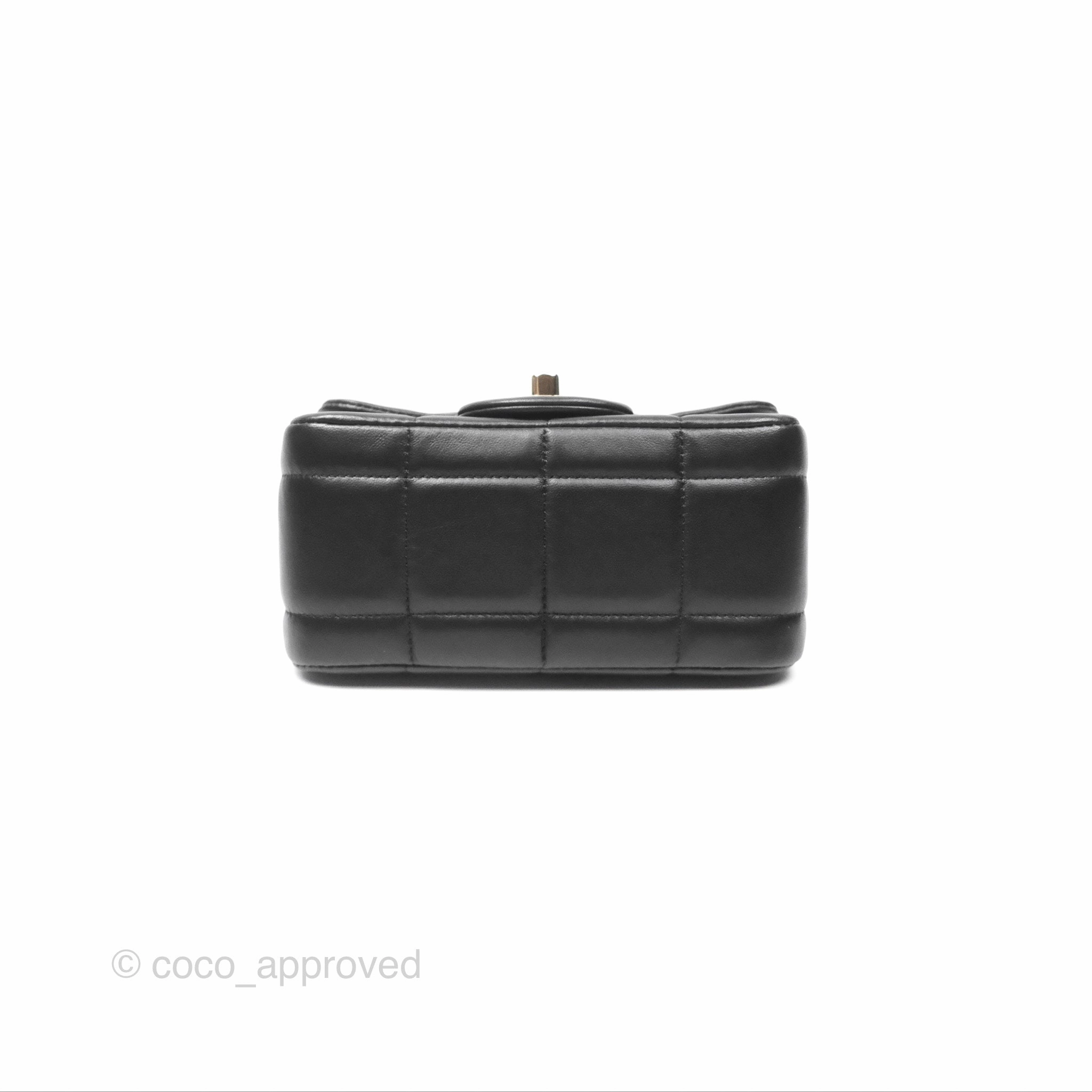 Chanel Mini Monacoco Flap With Dice Logo Chain Lambskin Black Gold Hardware 23C
