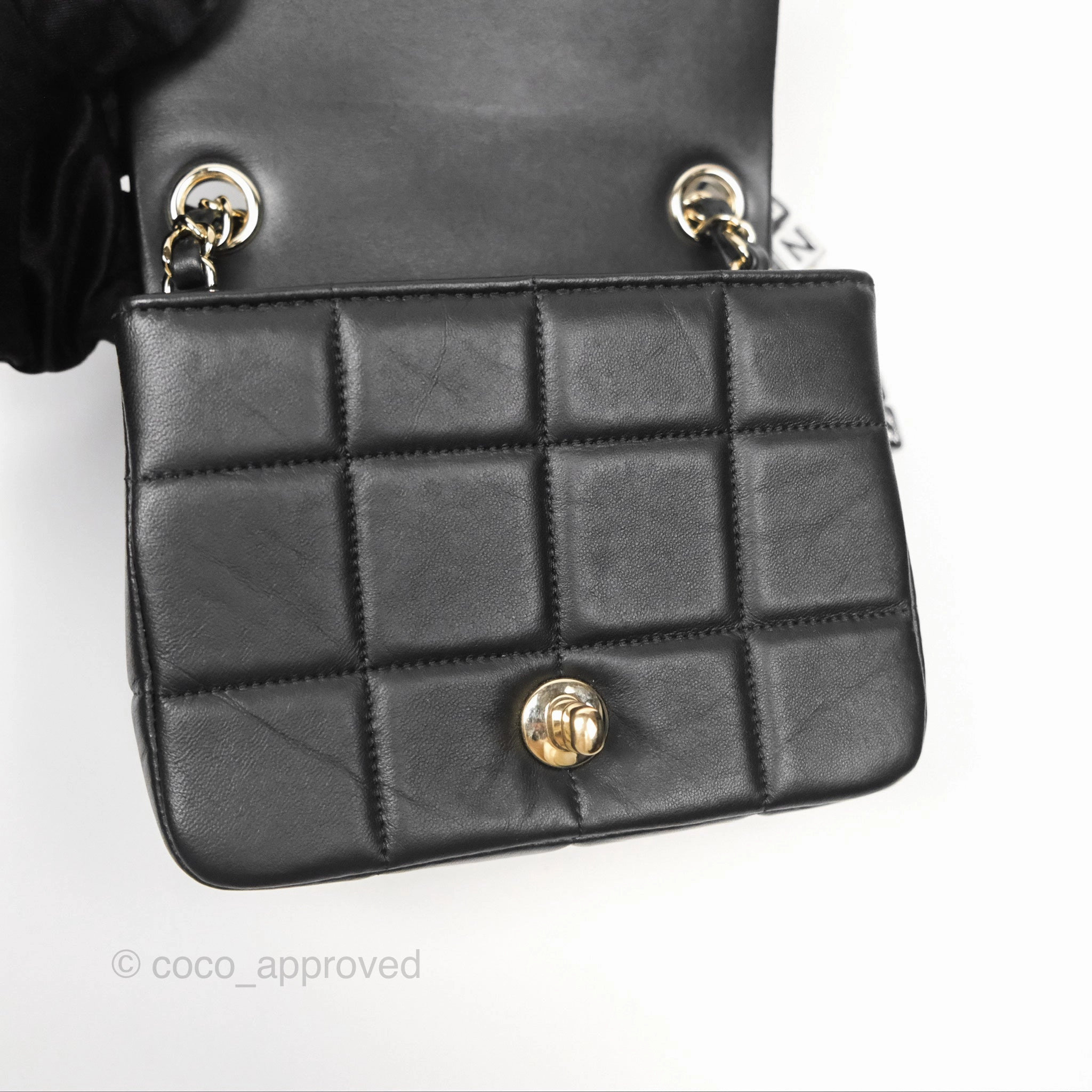 Chanel Mini Monacoco Flap With Dice Logo Chain Lambskin Black Gold Hardware 23C