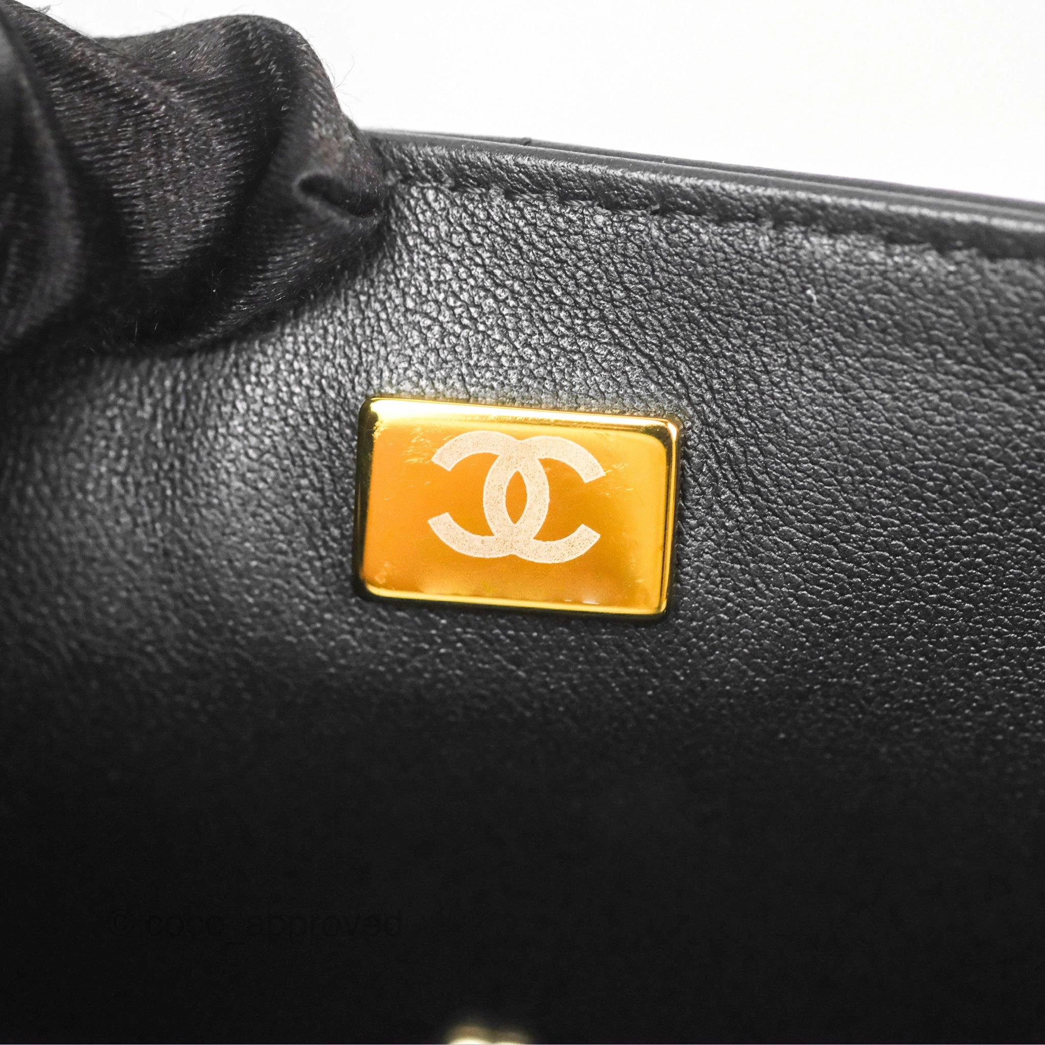Chanel Mini Monacoco Flap With Dice Logo Chain Lambskin Black Gold Hardware 23C