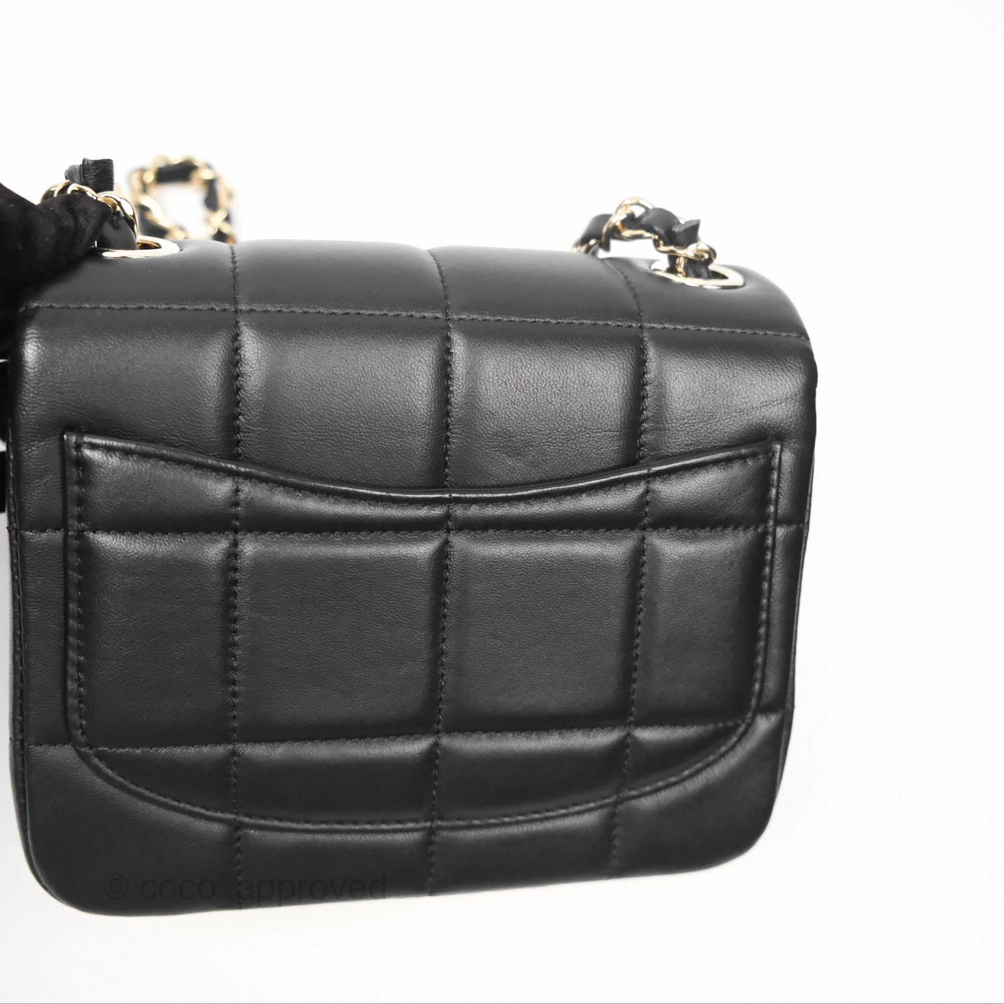 Chanel Mini Monacoco Flap With Dice Logo Chain Lambskin Black Gold Hardware 23C