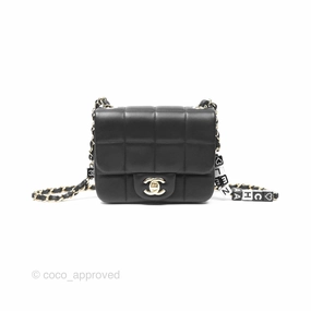 Chanel Mini Monacoco Flap With Dice Logo Chain Lambskin Black Gold Hardware 23C