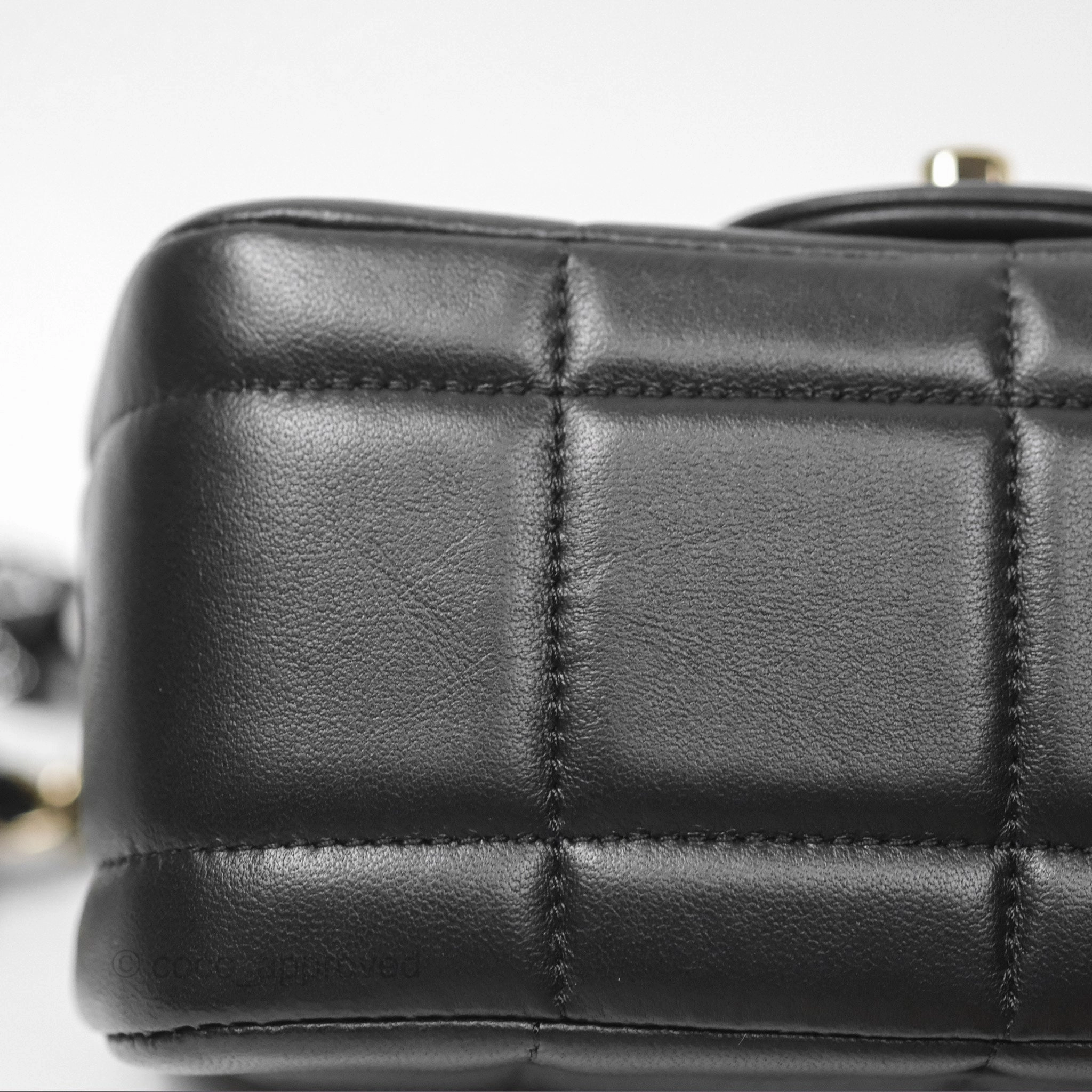 Chanel Mini Monacoco Flap With Dice Logo Chain Lambskin Black Gold Hardware 23C