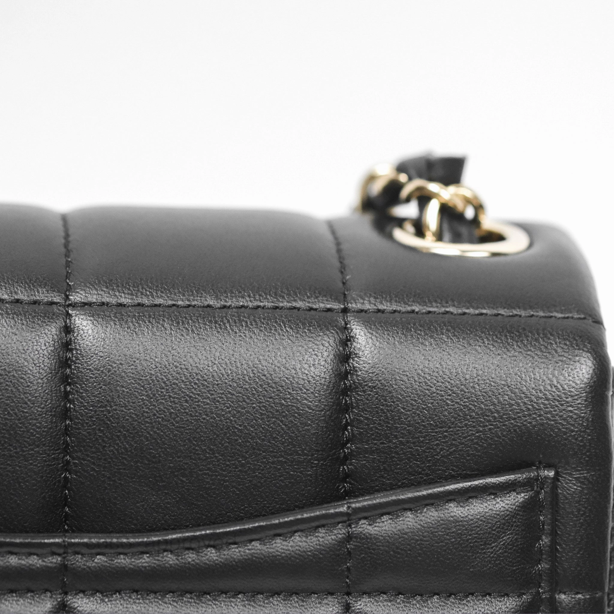 Chanel Mini Monacoco Flap With Dice Logo Chain Lambskin Black Gold Hardware 23C