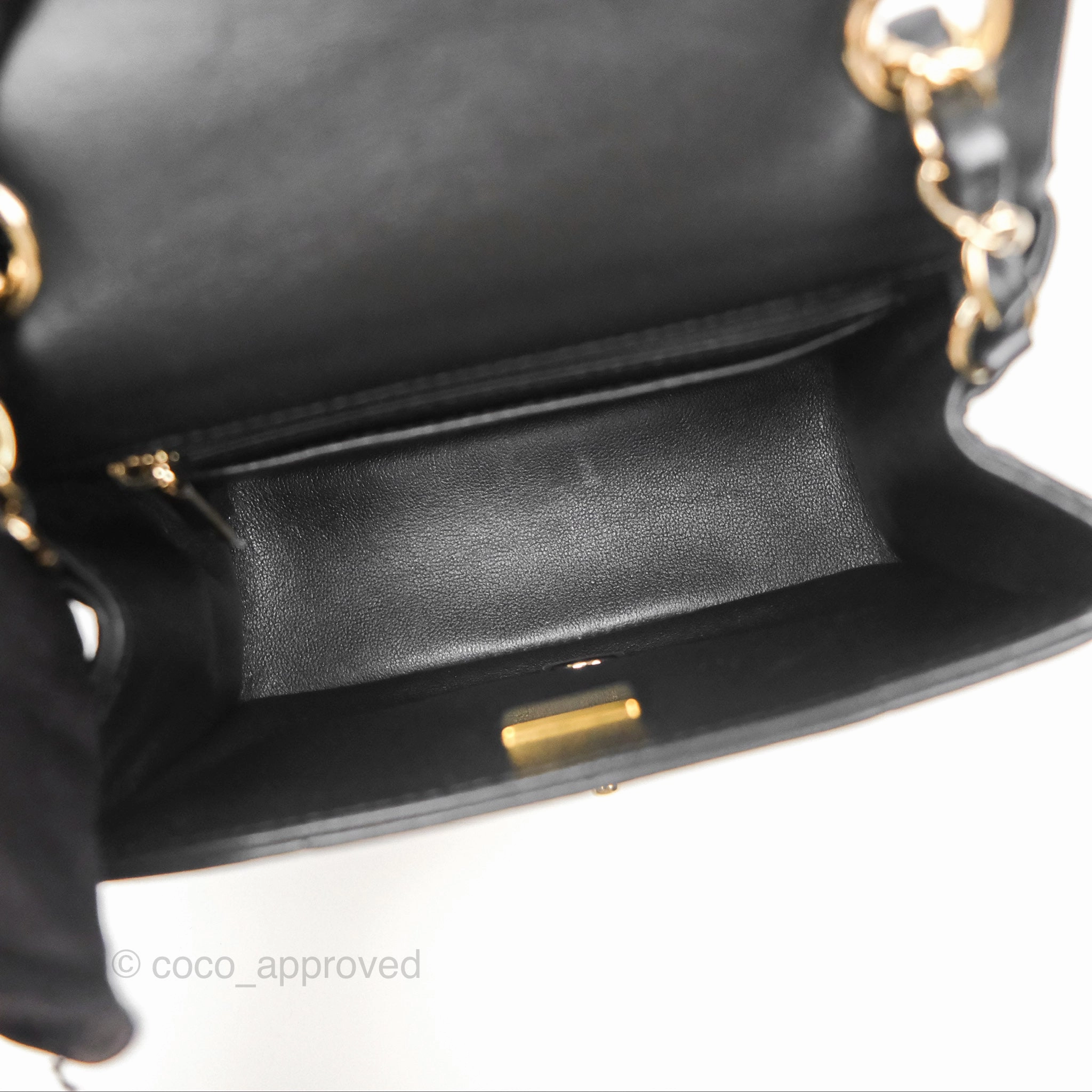 Chanel Mini Monacoco Flap With Dice Logo Chain Lambskin Black Gold Hardware 23C