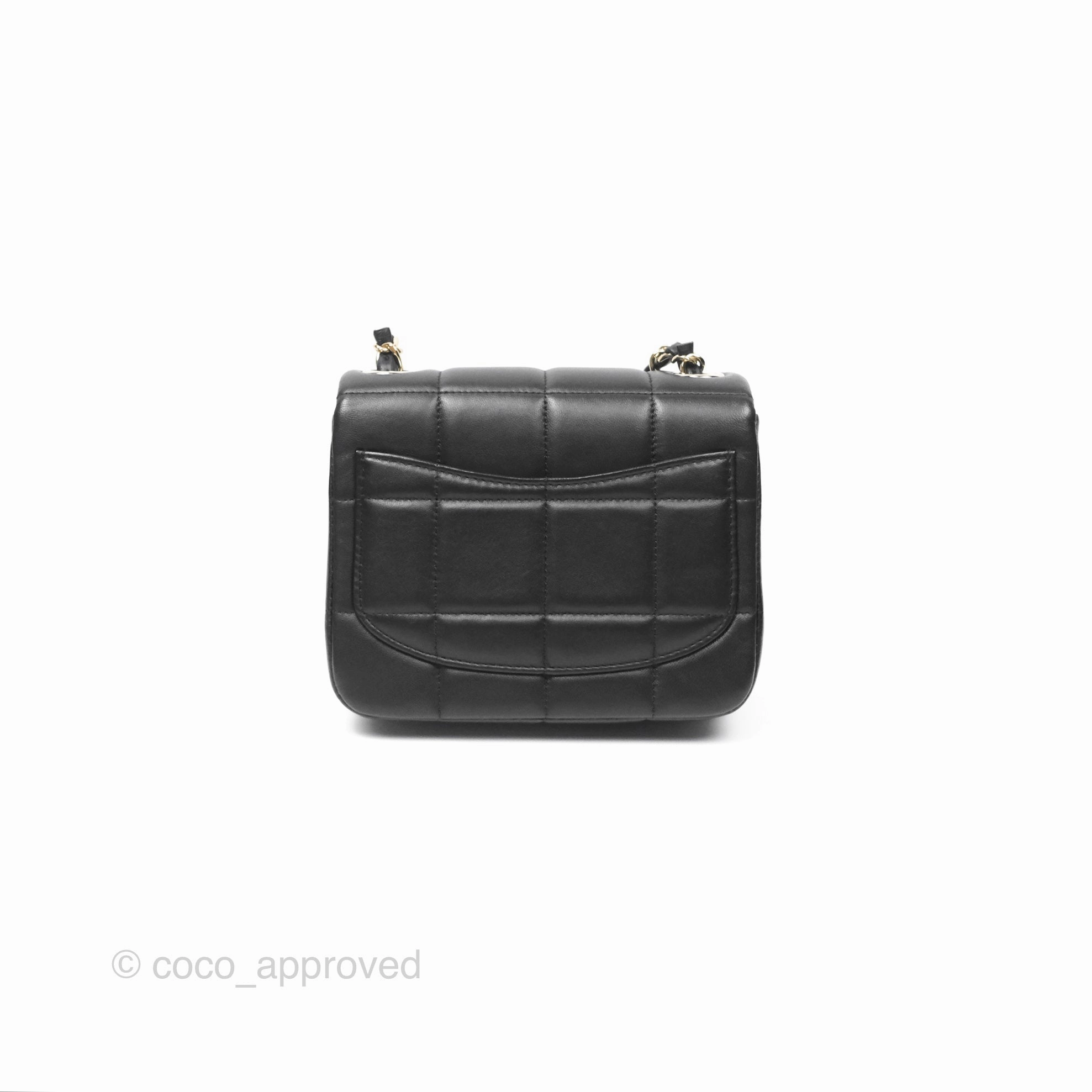 Chanel Mini Monacoco Flap With Dice Logo Chain Lambskin Black Gold Hardware 23C