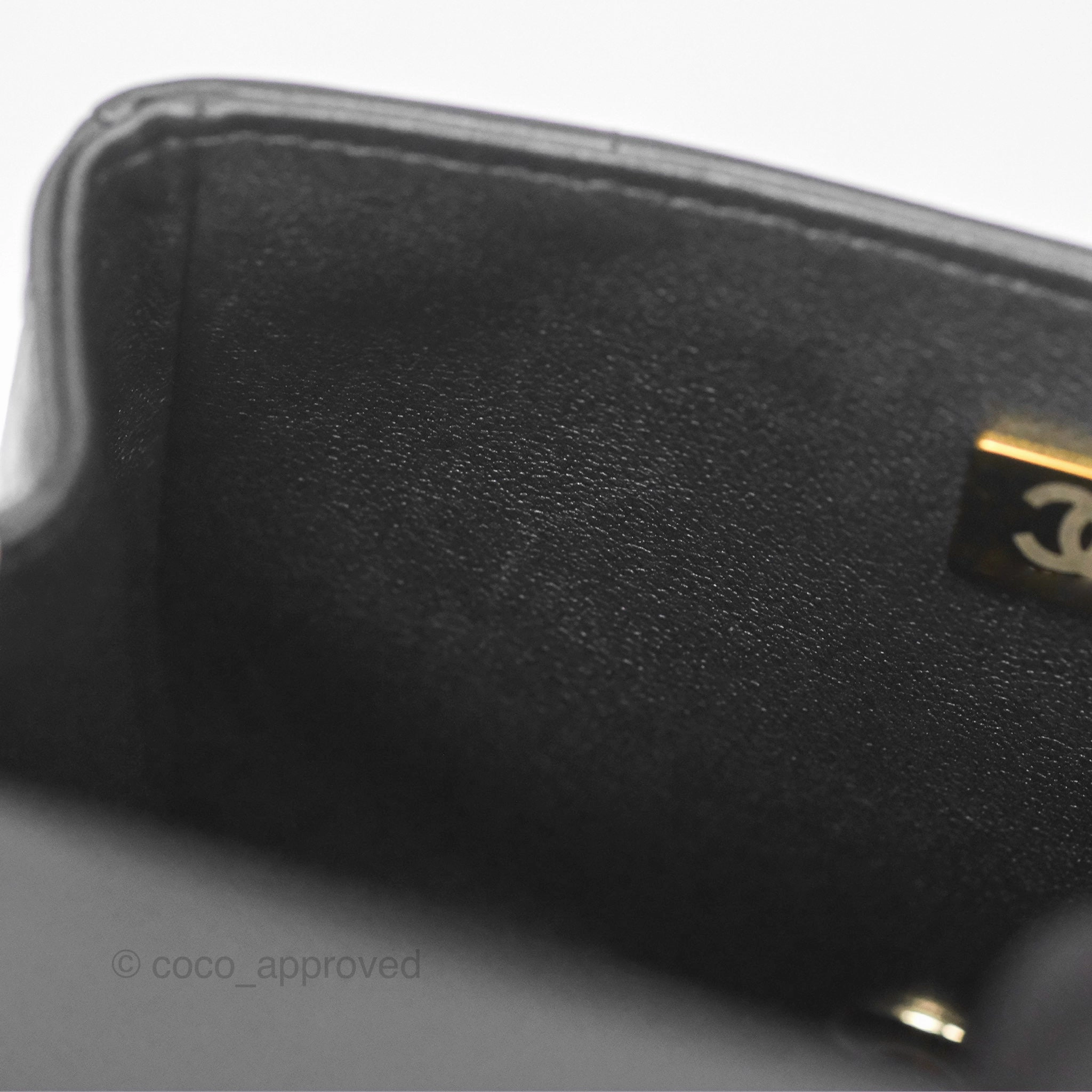 Chanel Mini Monacoco Flap With Dice Logo Chain Lambskin Black Gold Hardware 23C