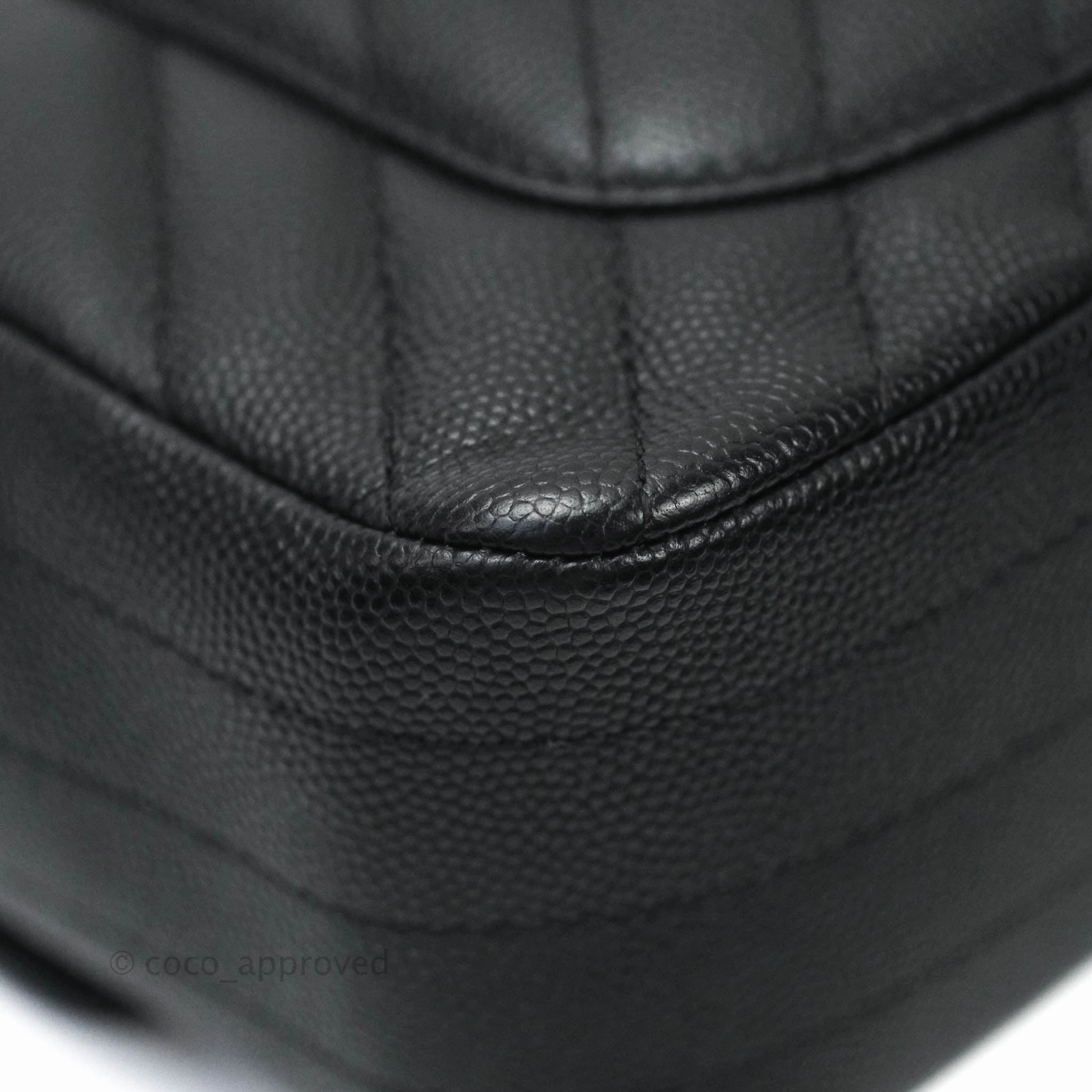 Chanel Mini Rectangular Chevron Caviar Black Silver Hardware