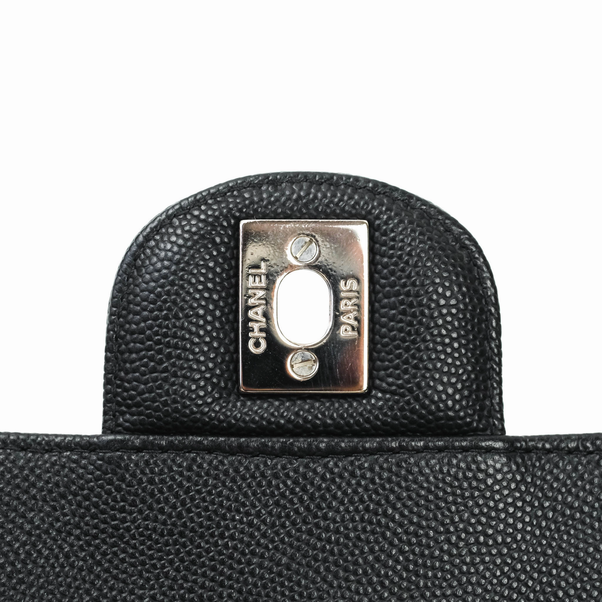 Chanel Mini Rectangular Chevron Caviar Black Silver Hardware