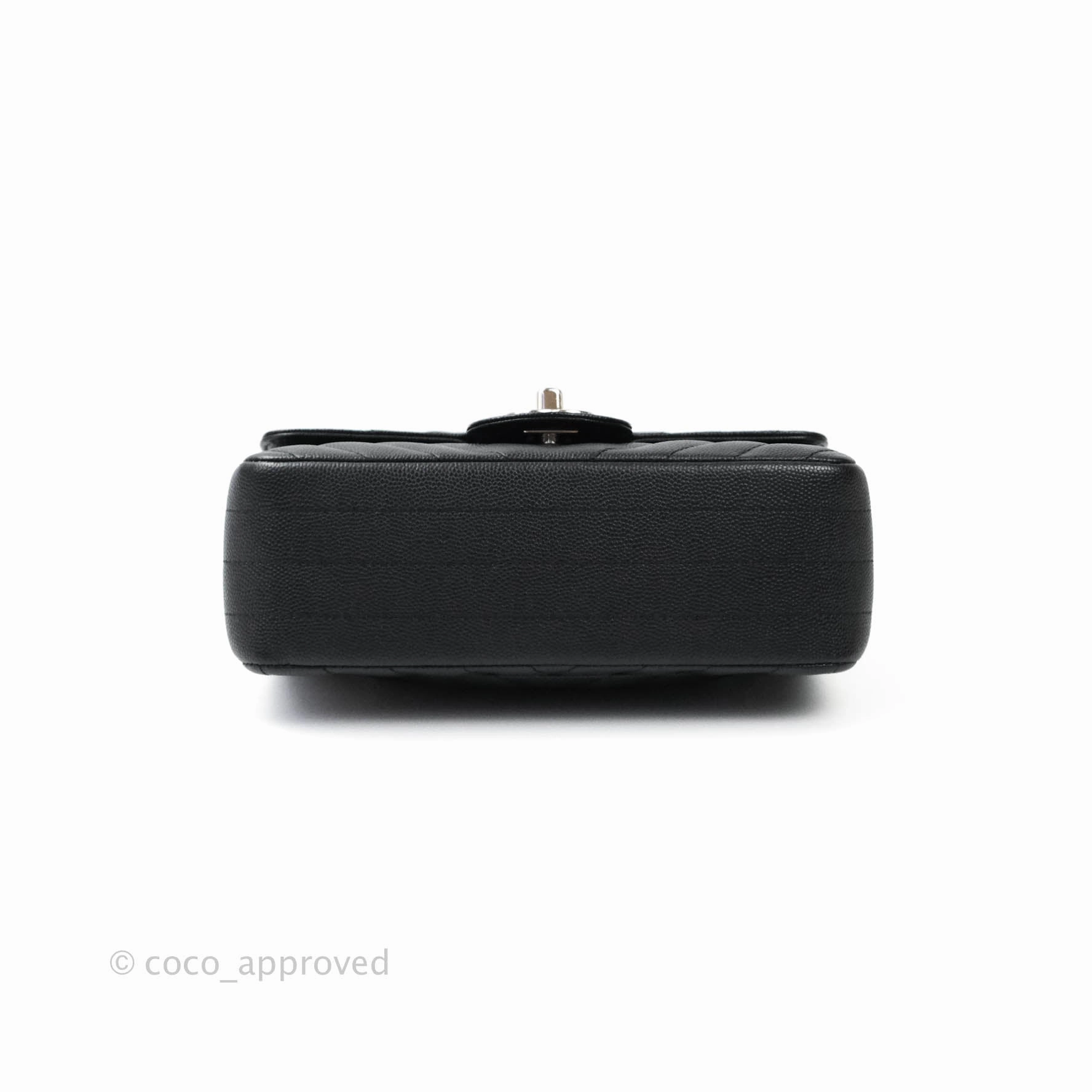Chanel Mini Rectangular Chevron Caviar Black Silver Hardware