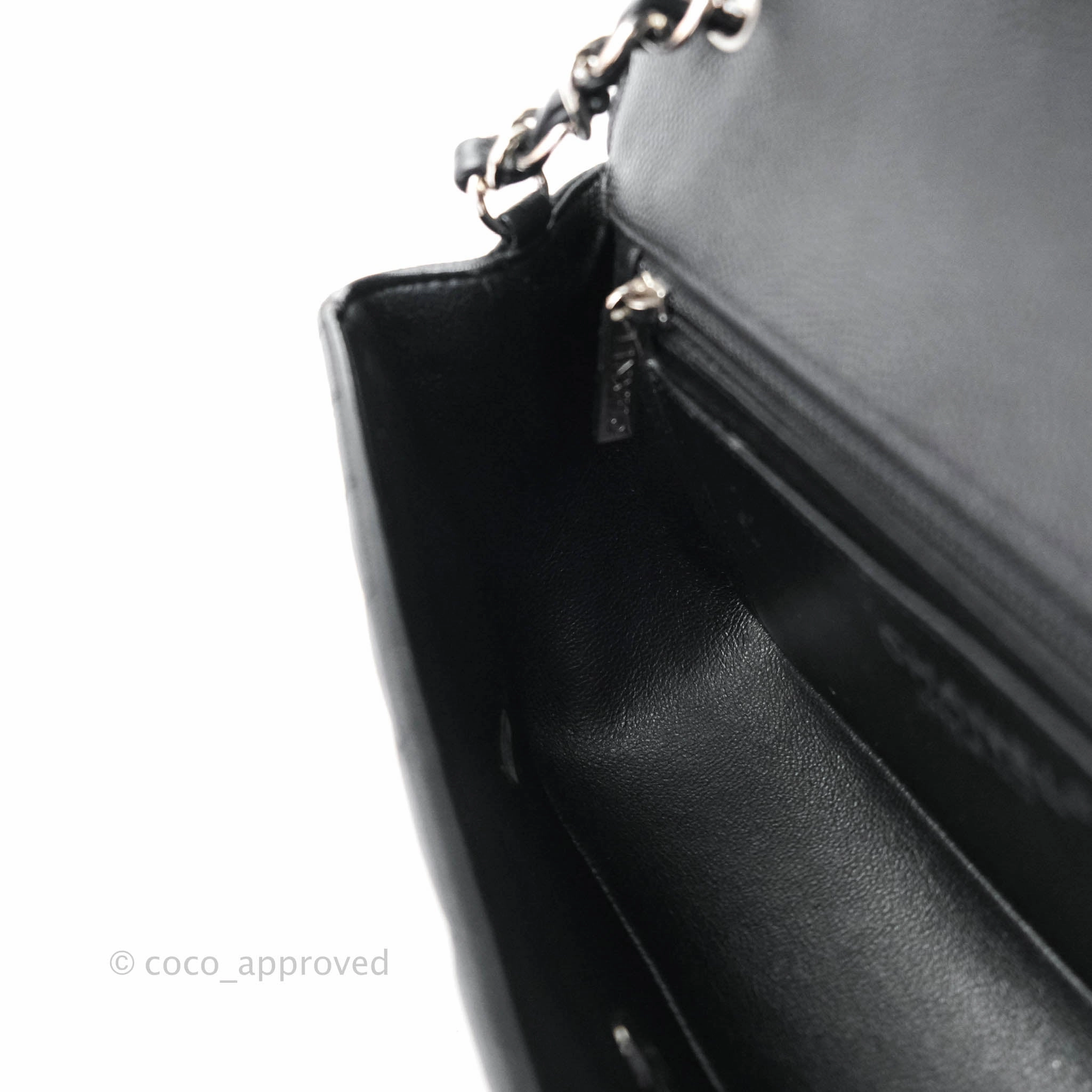Chanel Mini Rectangular Chevron Caviar Black Silver Hardware