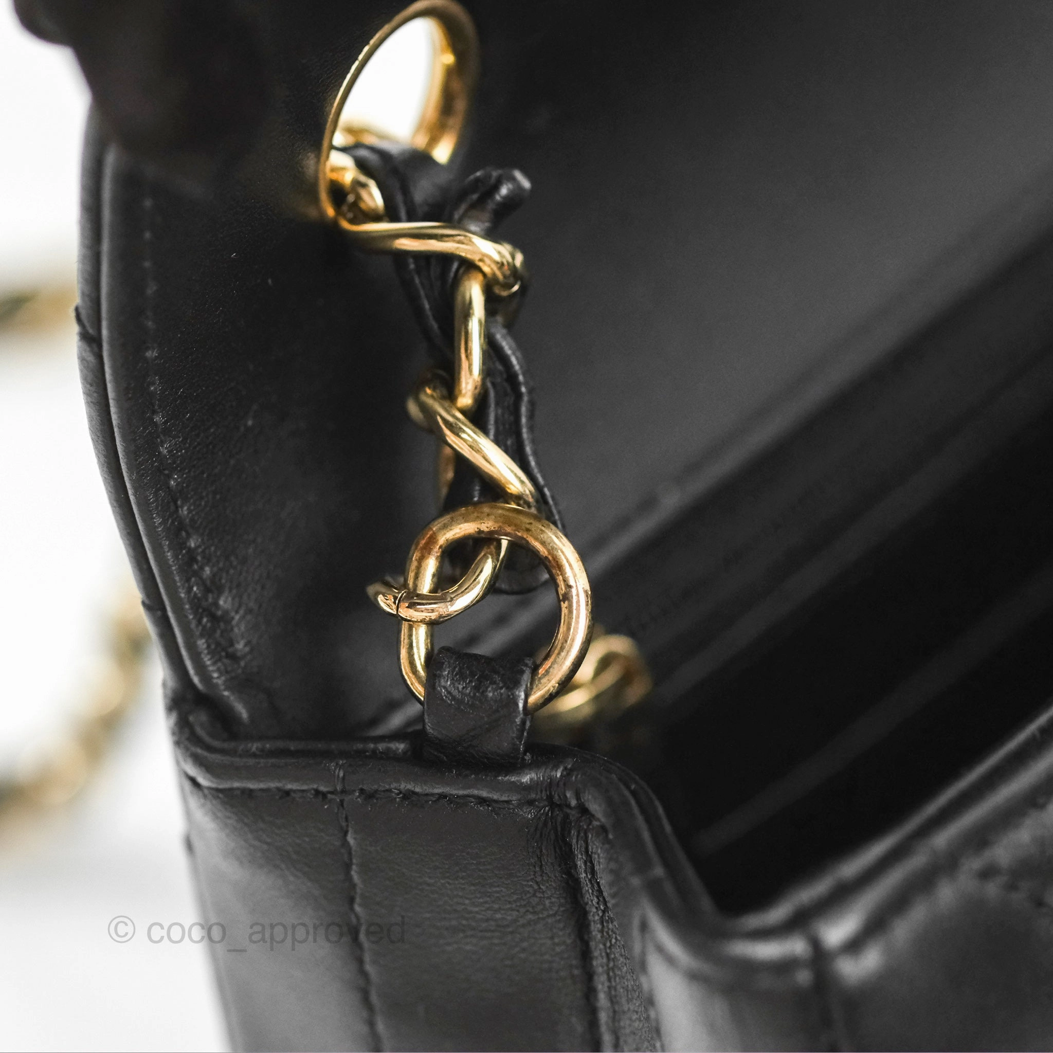 Chanel Mini Rectangular Flap Chevron Black Lambskin Gold Hardware