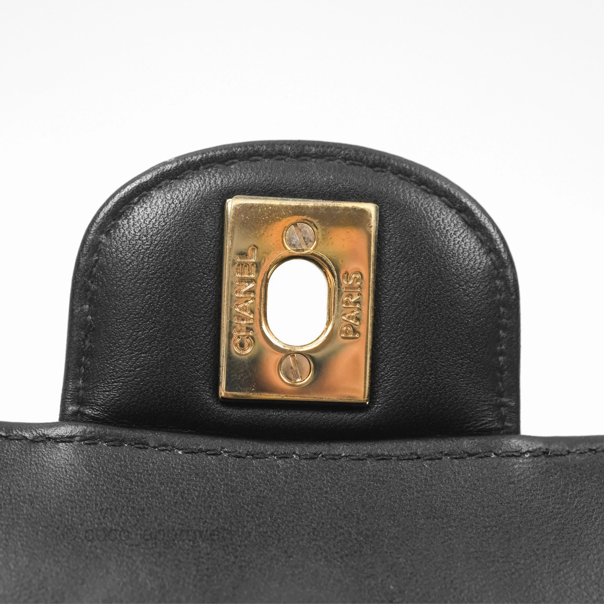 Chanel Mini Rectangular Flap Chevron Black Lambskin Gold Hardware
