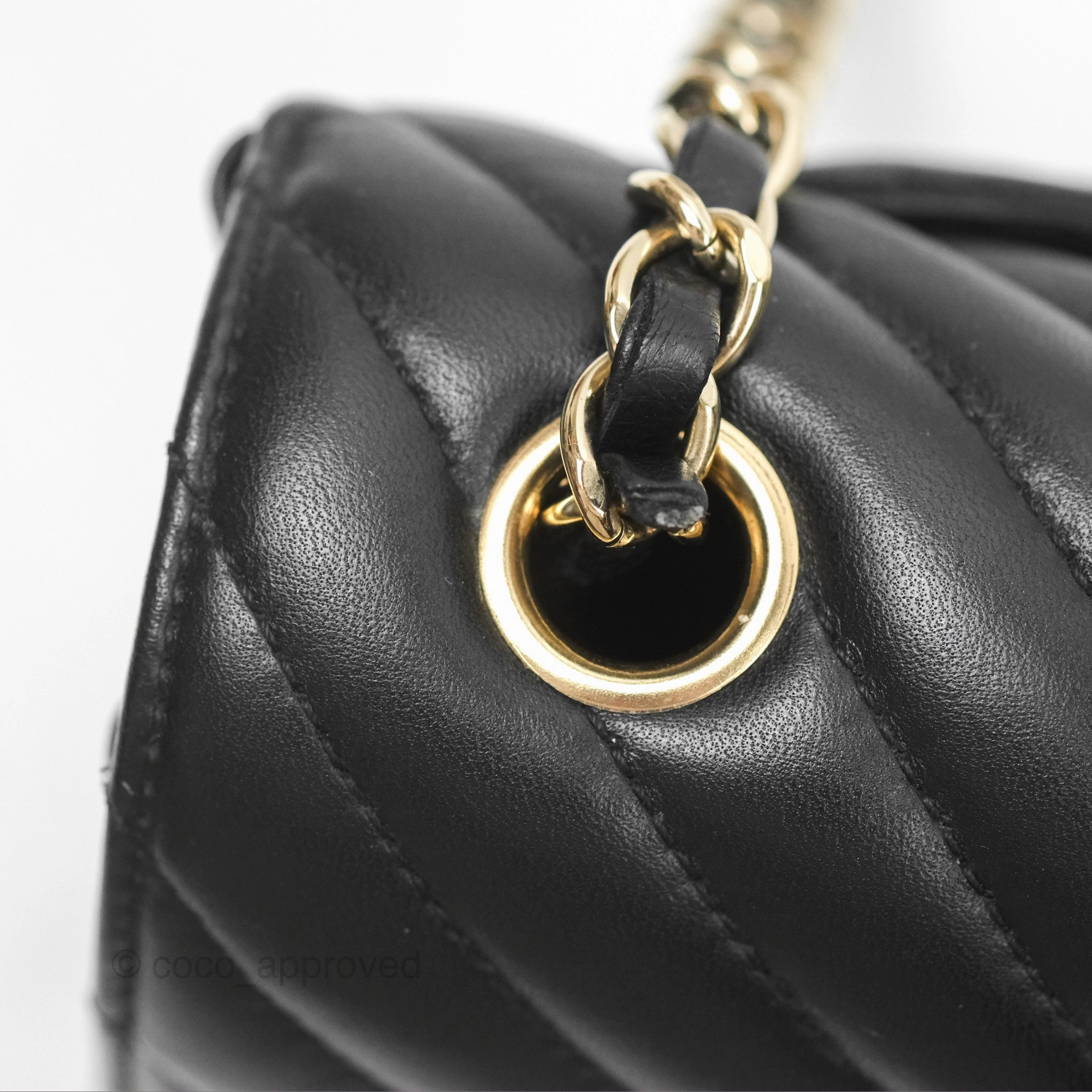 Chanel Mini Rectangular Flap Chevron Black Lambskin Gold Hardware