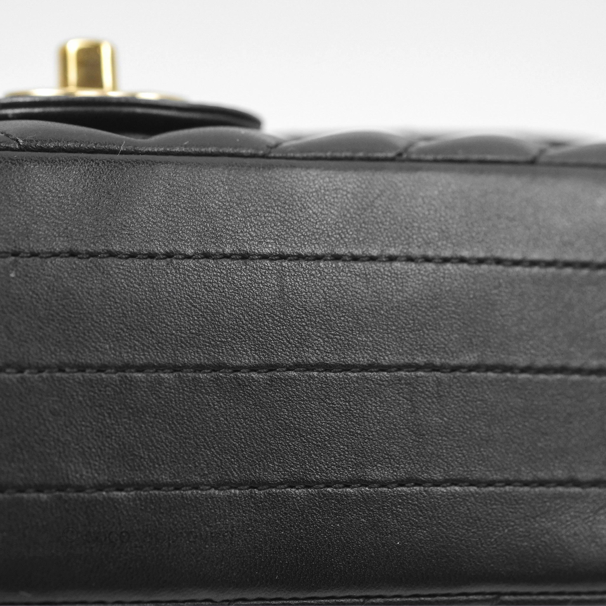 Chanel Mini Rectangular Flap Chevron Black Lambskin Gold Hardware