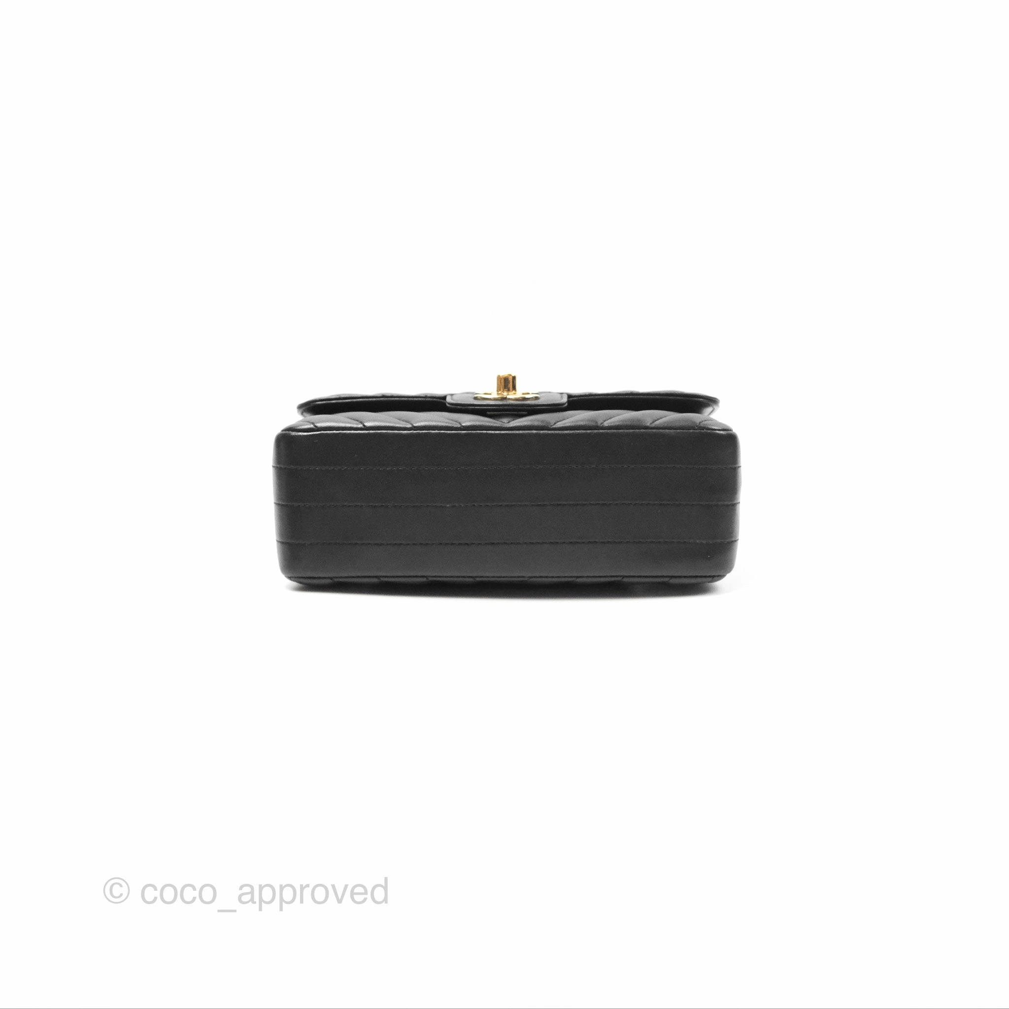 Chanel Mini Rectangular Flap Chevron Black Lambskin Gold Hardware