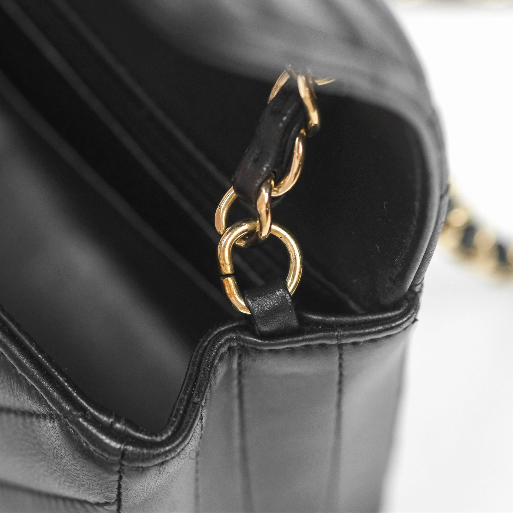 Chanel Mini Rectangular Flap Chevron Black Lambskin Gold Hardware
