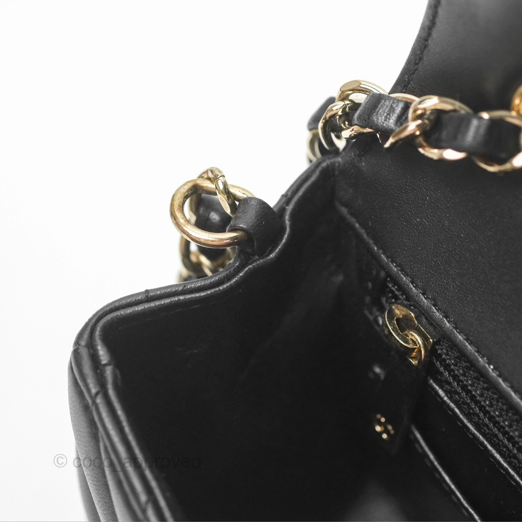 Chanel Mini Rectangular Flap Chevron Black Lambskin Gold Hardware