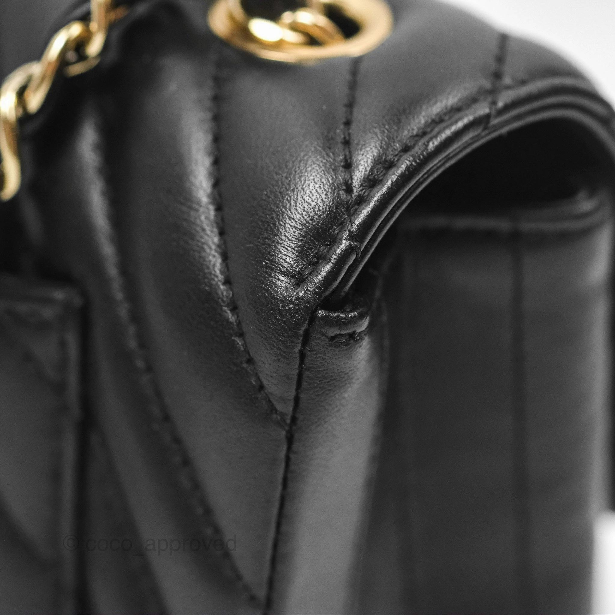 Chanel Mini Rectangular Flap Chevron Black Lambskin Gold Hardware