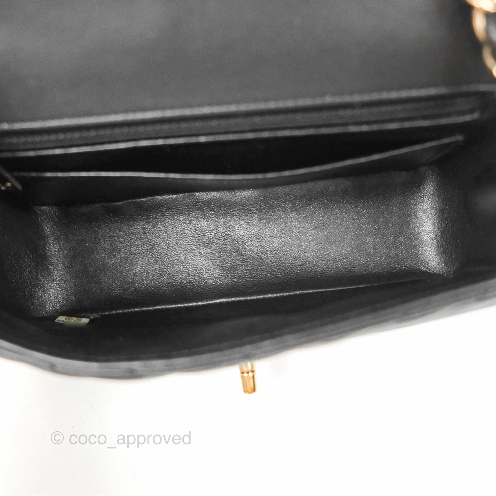 Chanel Mini Rectangular Flap Chevron Black Lambskin Gold Hardware