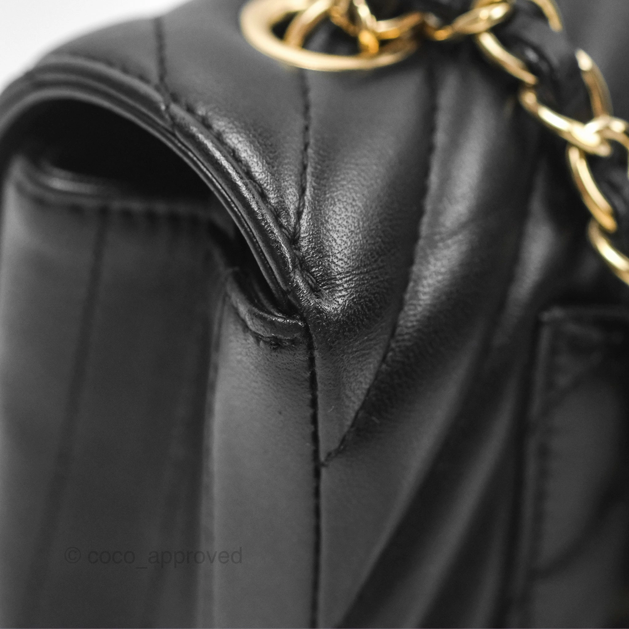 Chanel Mini Rectangular Flap Chevron Black Lambskin Gold Hardware