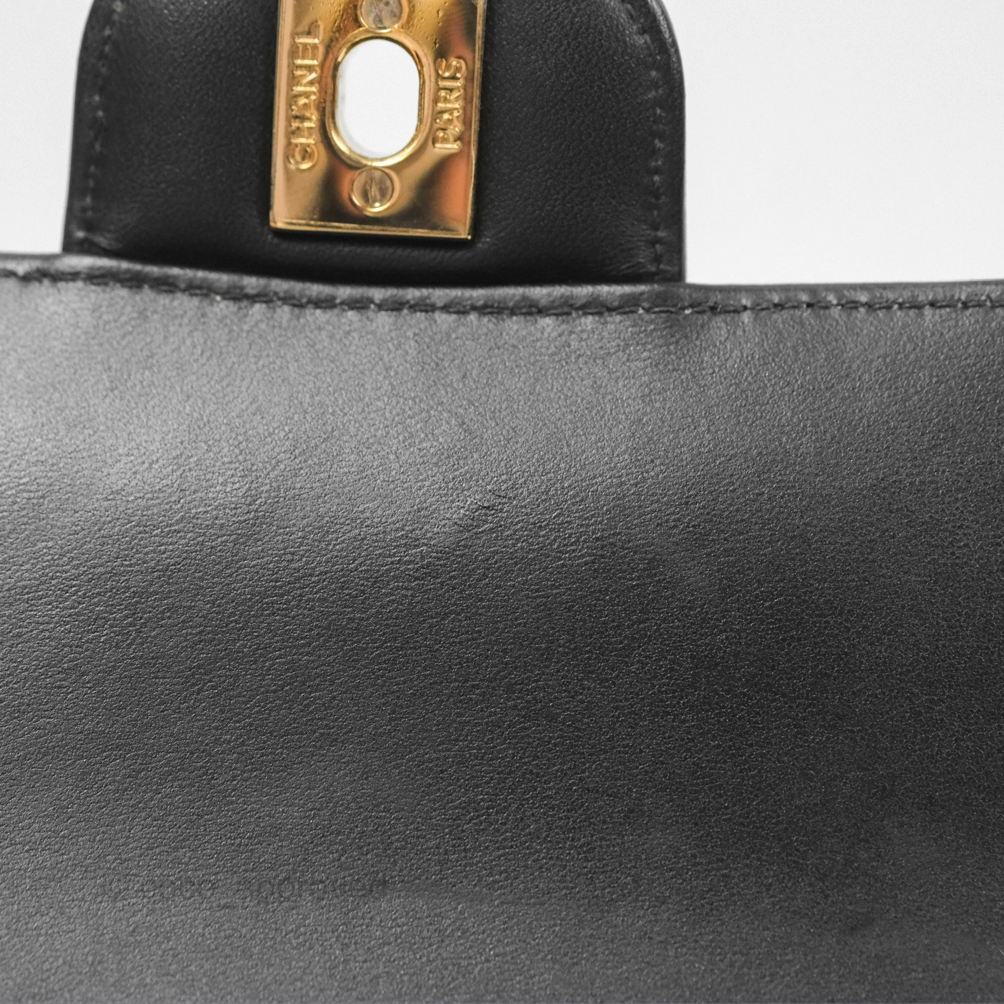 Chanel Mini Rectangular Flap Chevron Black Lambskin Gold Hardware
